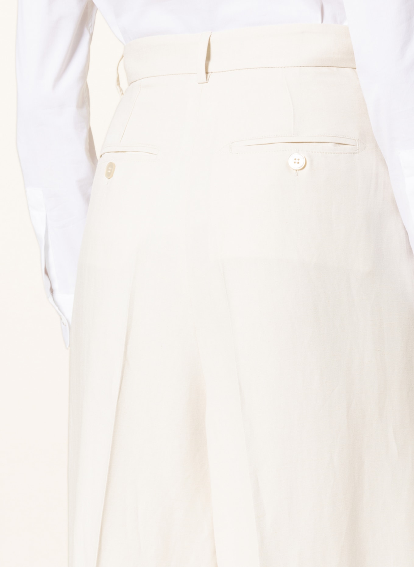 WEEKEND MaxMara Wide leg trousers AUSONIA with linen, Color: CREAM (Image 5)
