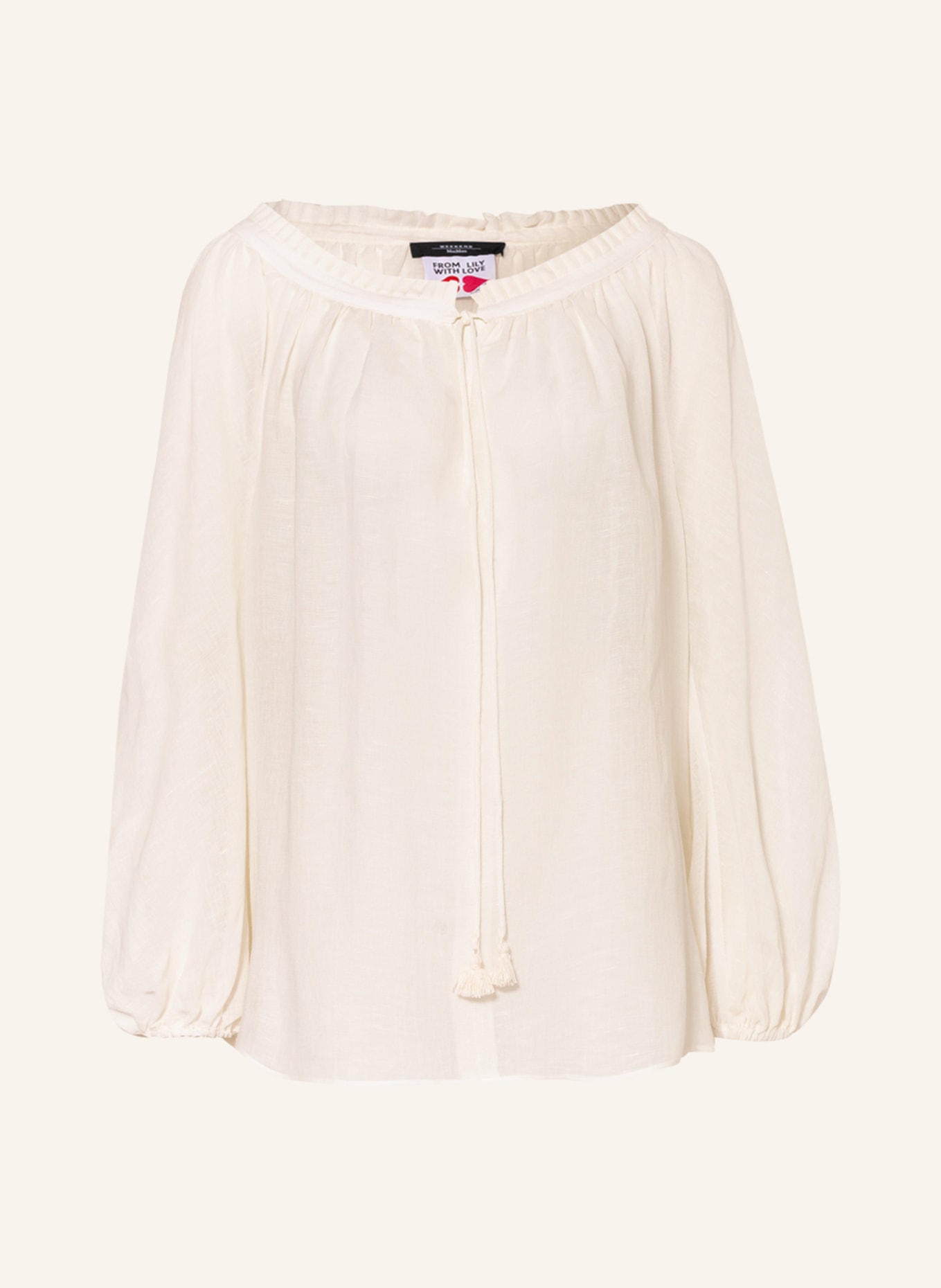 WEEKEND MaxMara Shirt blouse NAZARIO with linen, Color: ECRU (Image 1)