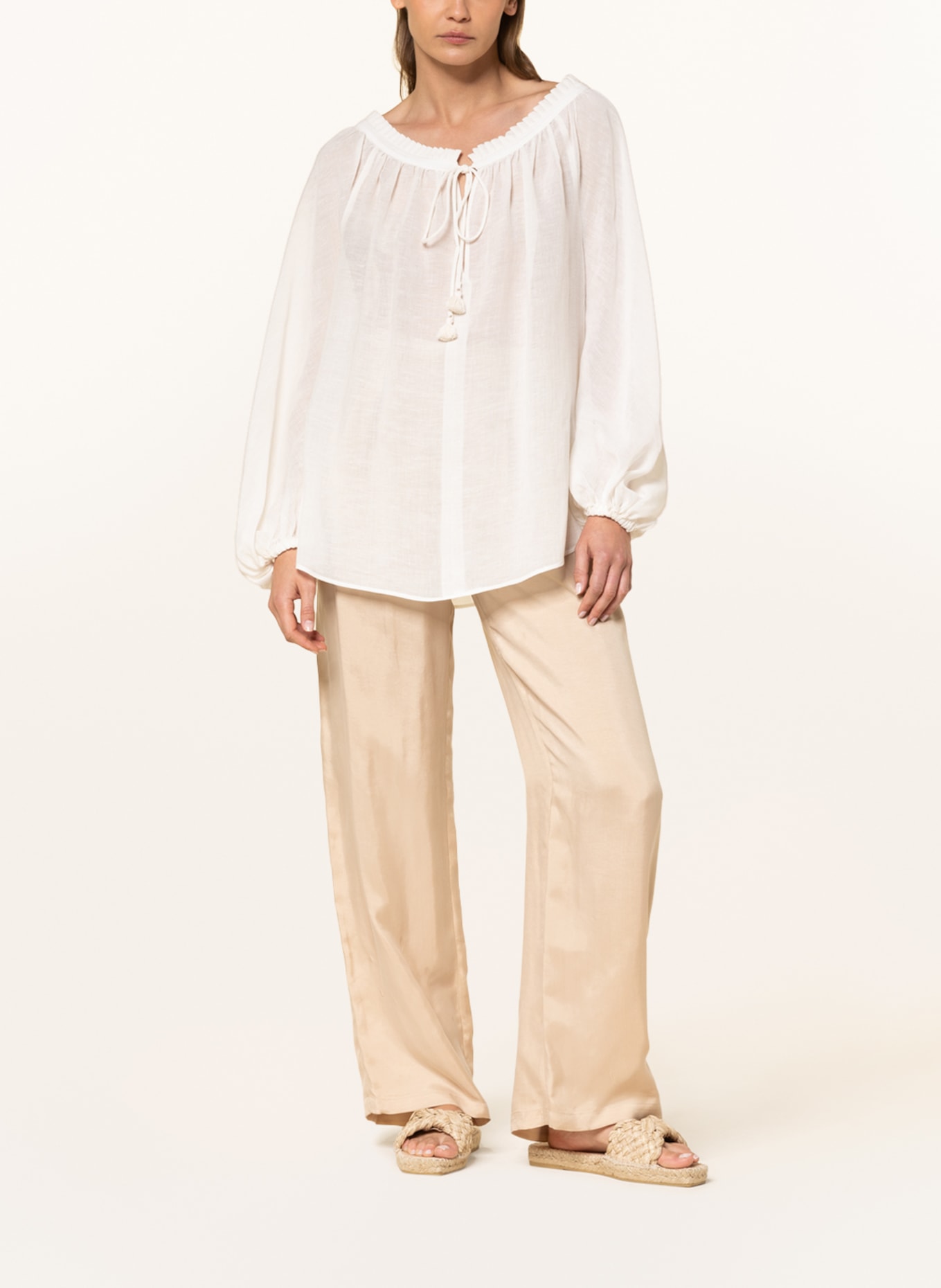 WEEKEND MaxMara Shirt blouse NAZARIO with linen, Color: ECRU (Image 2)
