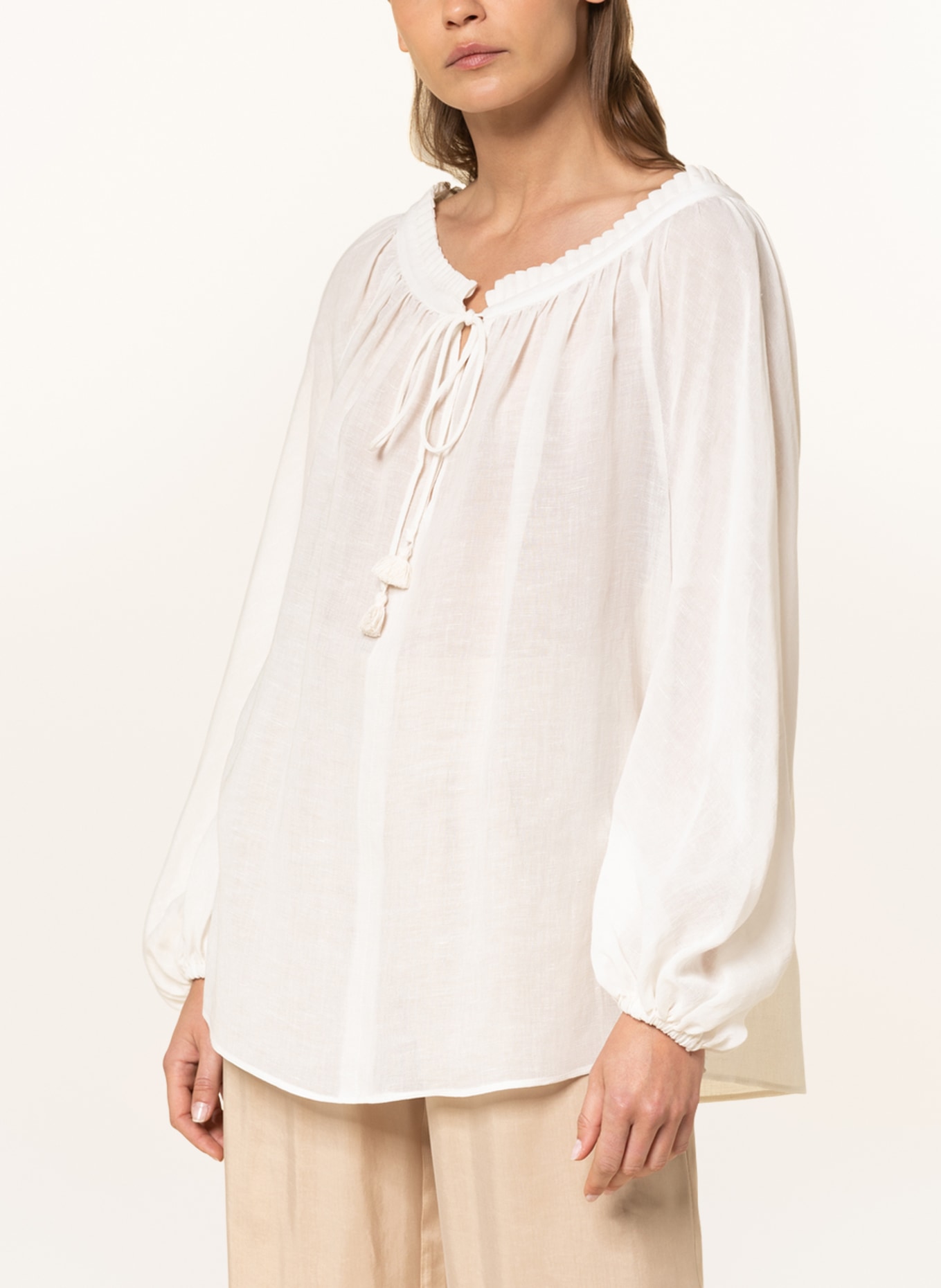 WEEKEND MaxMara Shirt blouse NAZARIO with linen, Color: ECRU (Image 4)