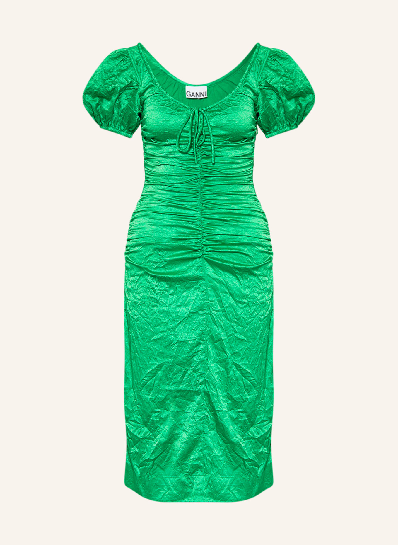 GANNI Saténové šaty, Barva: ZELENÁ (Obrázek 1)