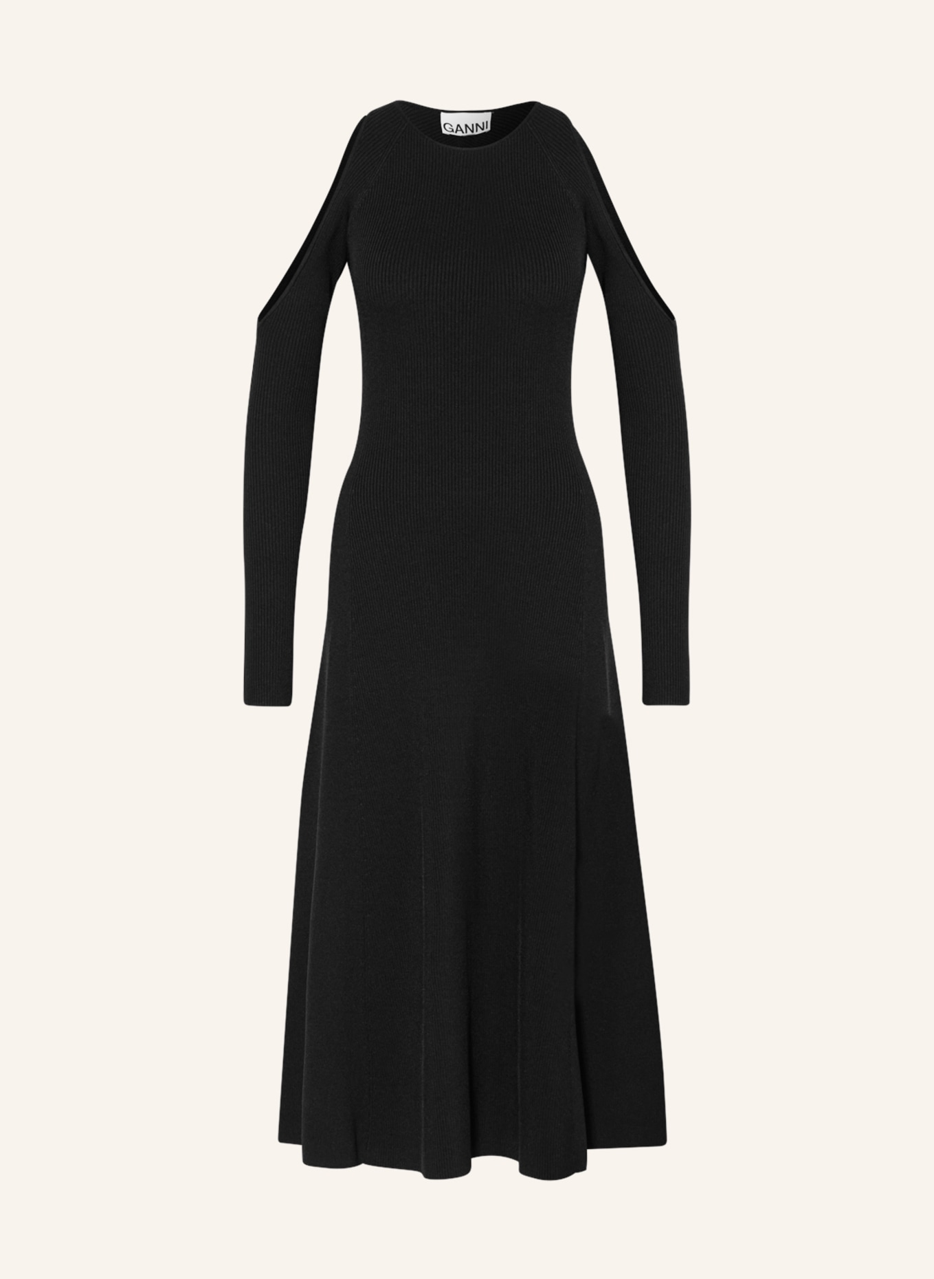GANNI Knit dress with cut-outs, Color: BLACK (Image 1)