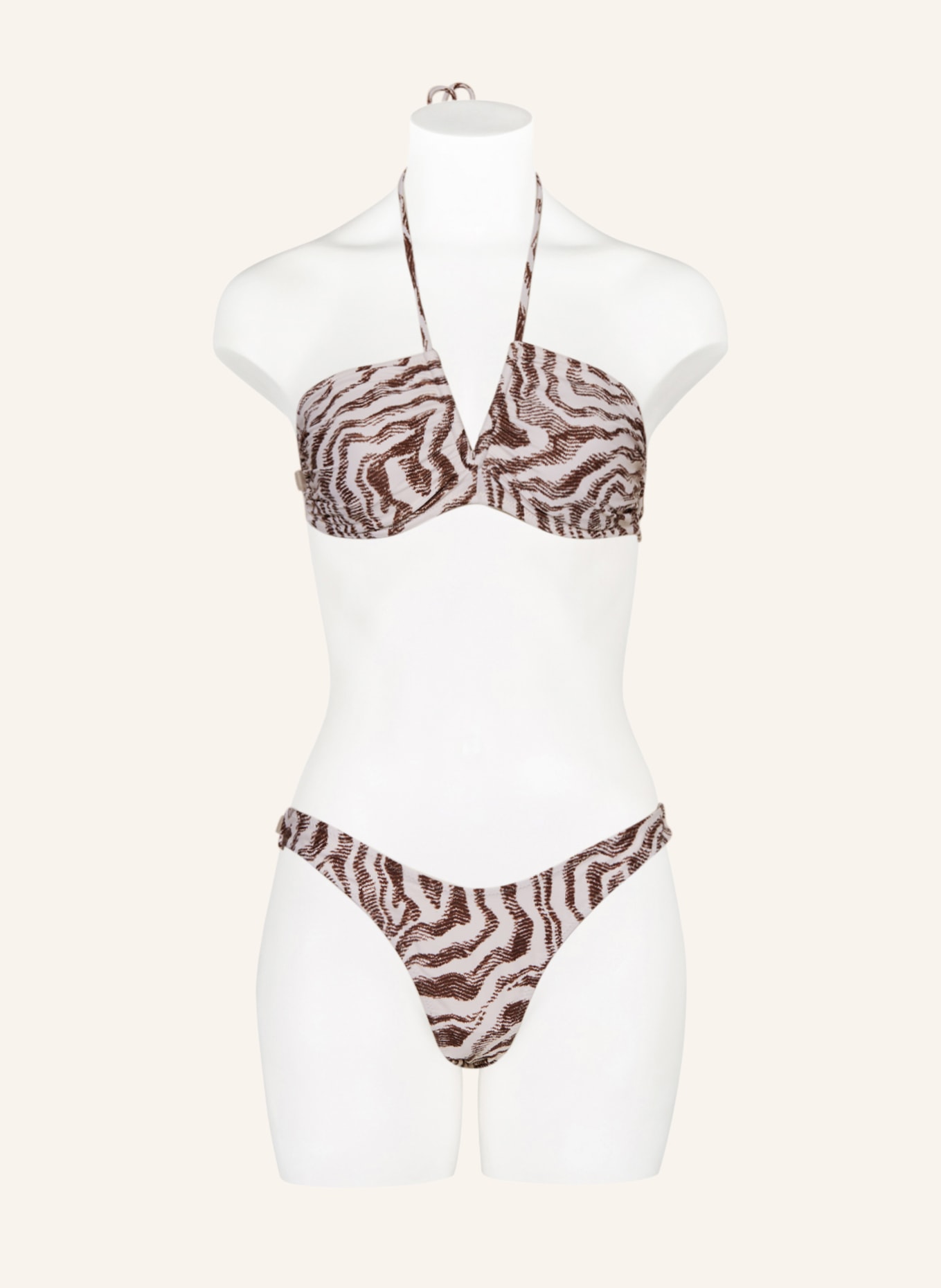 GANNI Bralette bikini top, Color: CREAM/ BROWN (Image 2)