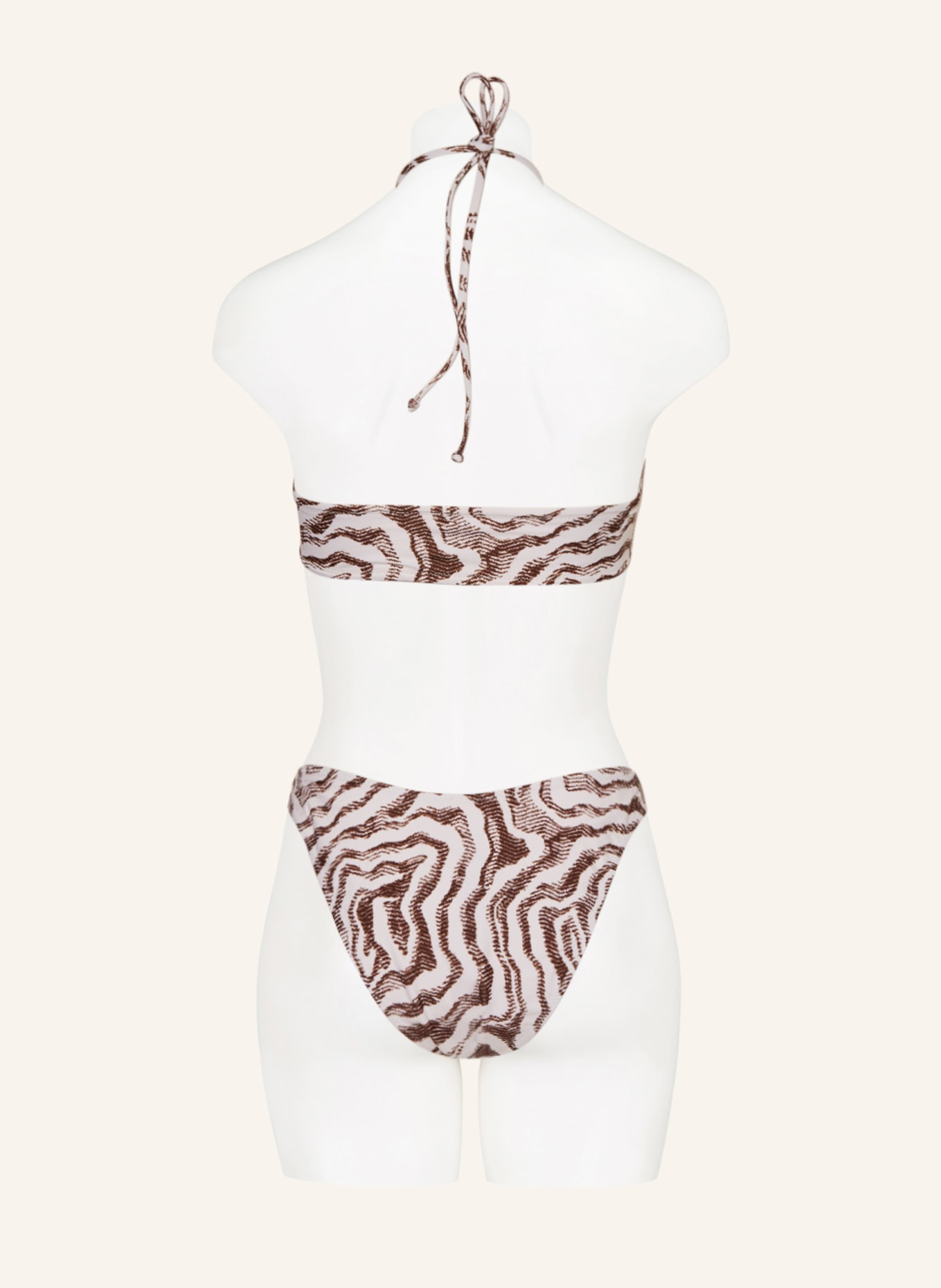 GANNI Bralette bikini top, Color: CREAM/ BROWN (Image 3)