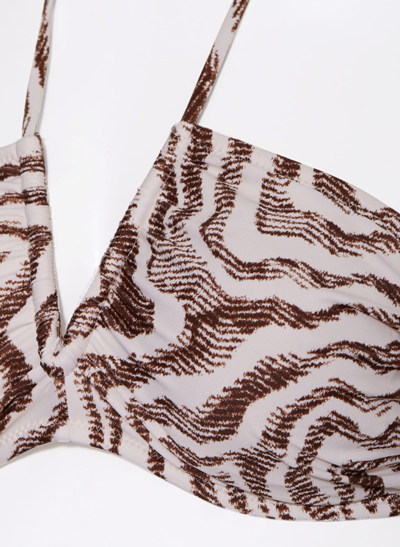 GANNI Bralette bikini top, Color: CREAM/ BROWN (Image 4)