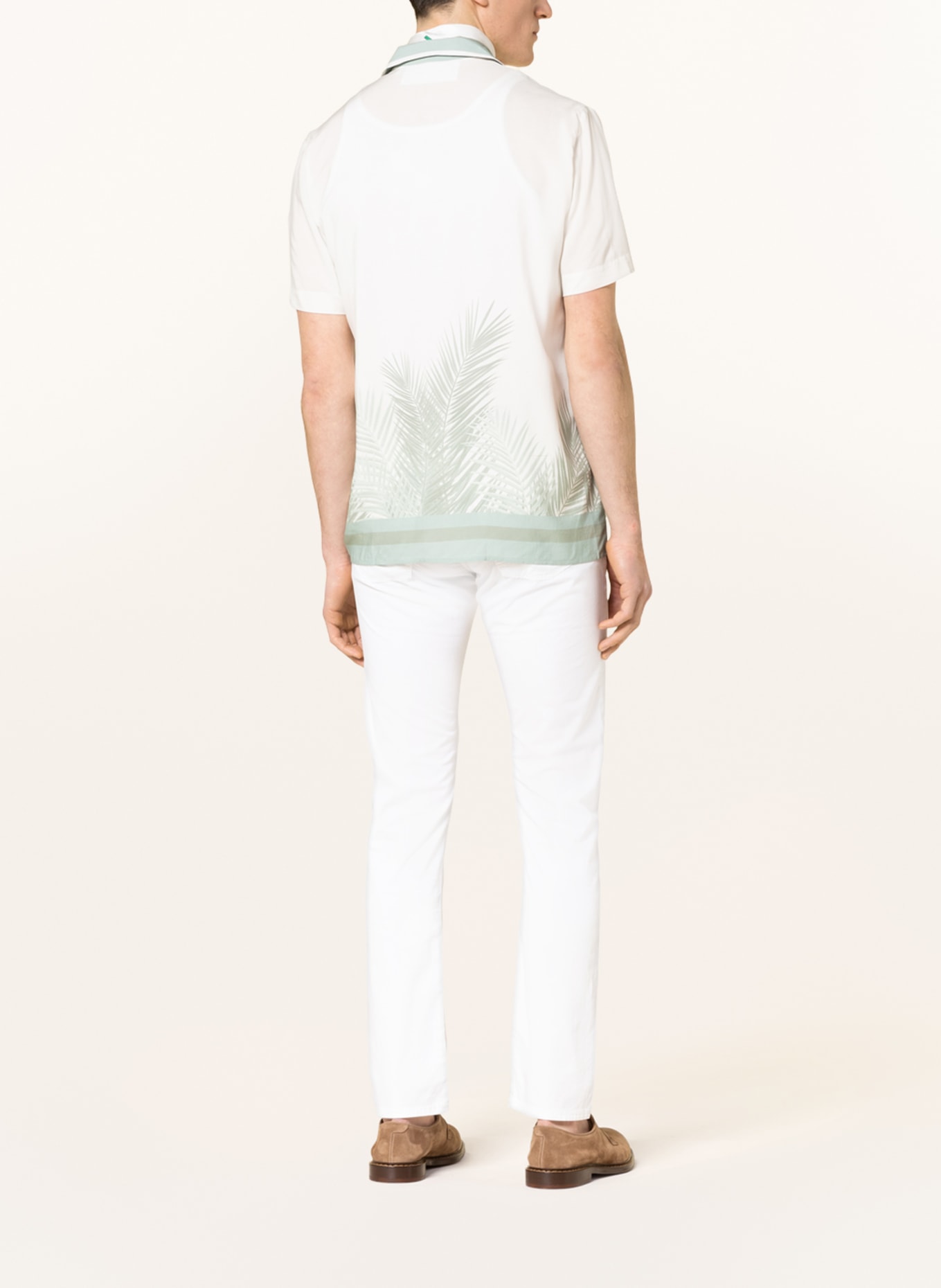 BALDESSARINI Short sleeve shirt comfort fit, Color: WHITE/ LIGHT GREEN (Image 3)