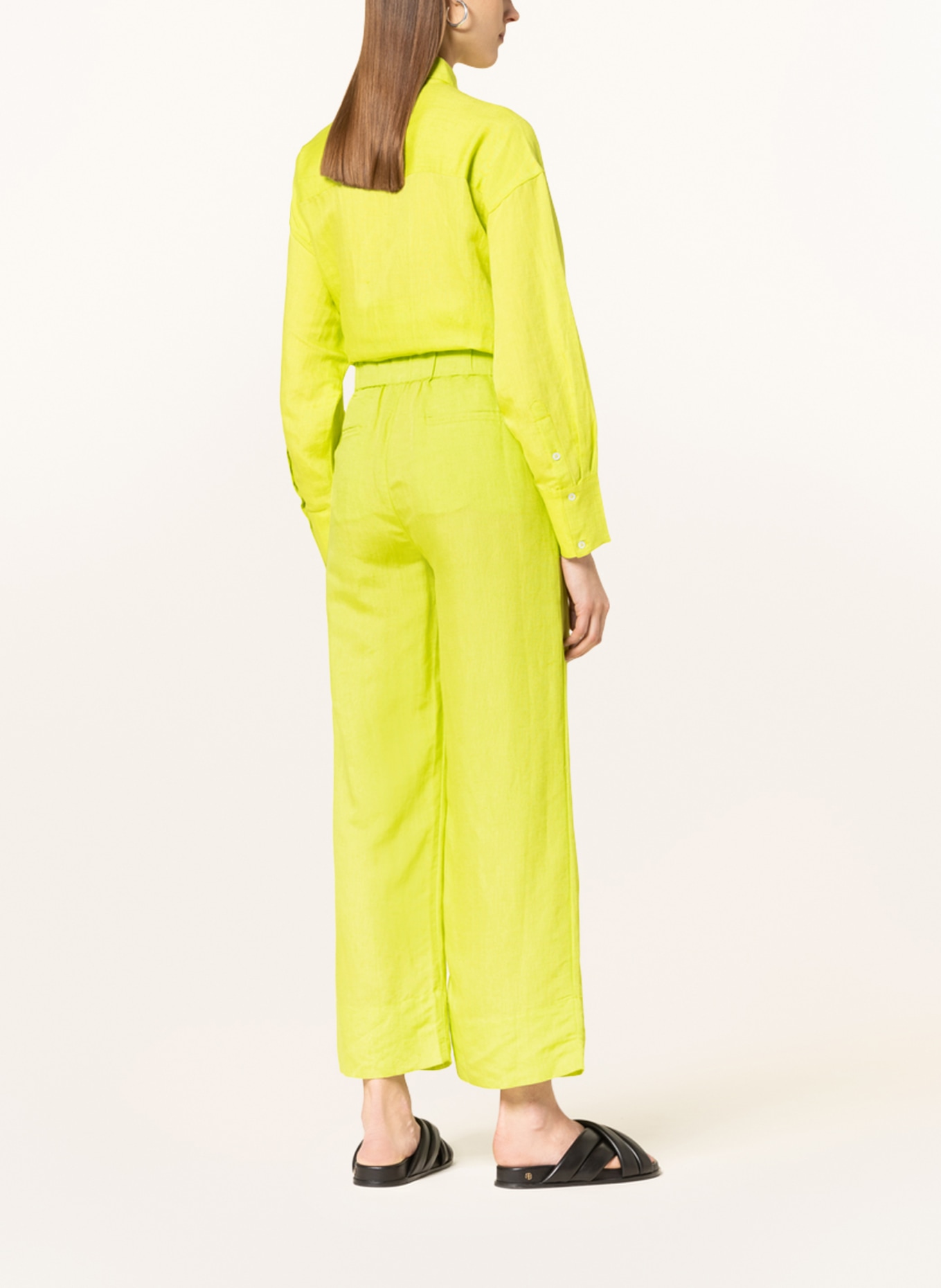 Princess GOES HOLLYWOOD Wide leg trousers with linen, Color: NEON GREEN (Image 3)