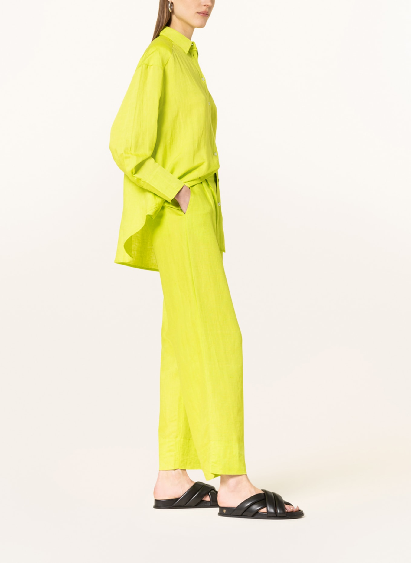 Princess GOES HOLLYWOOD Wide leg trousers with linen, Color: NEON GREEN (Image 4)