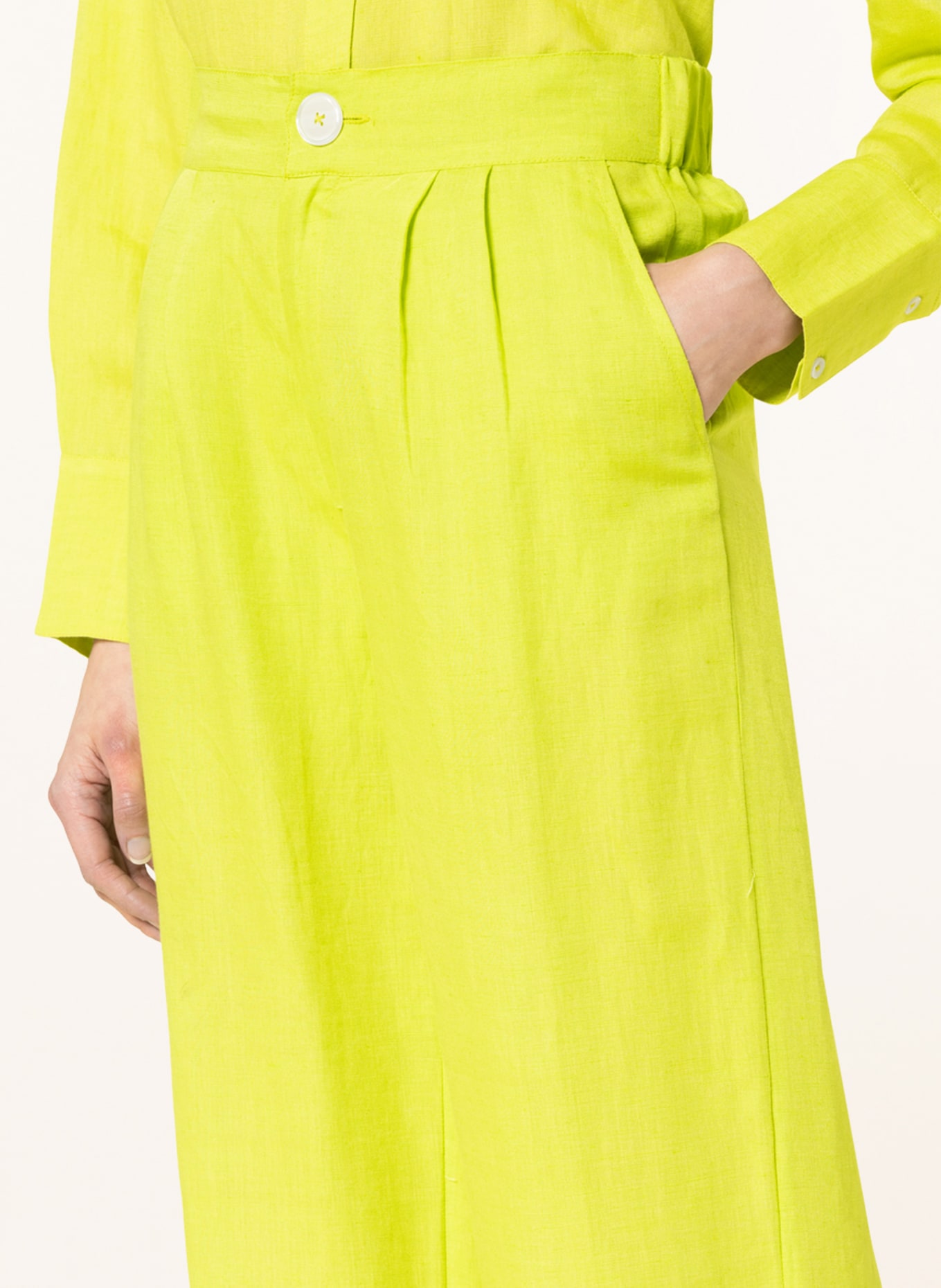 Princess GOES HOLLYWOOD Wide leg trousers with linen, Color: NEON GREEN (Image 5)