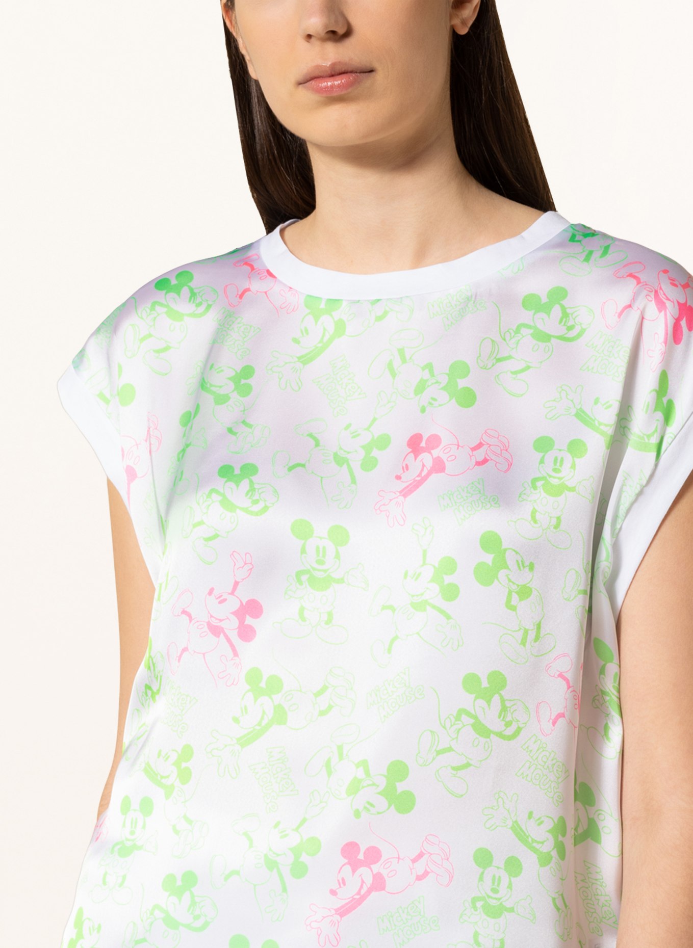 Princess GOES HOLLYWOOD T-shirt in mixed materials, Color: WHITE/ NEON GREEN/ NEON PINK (Image 4)