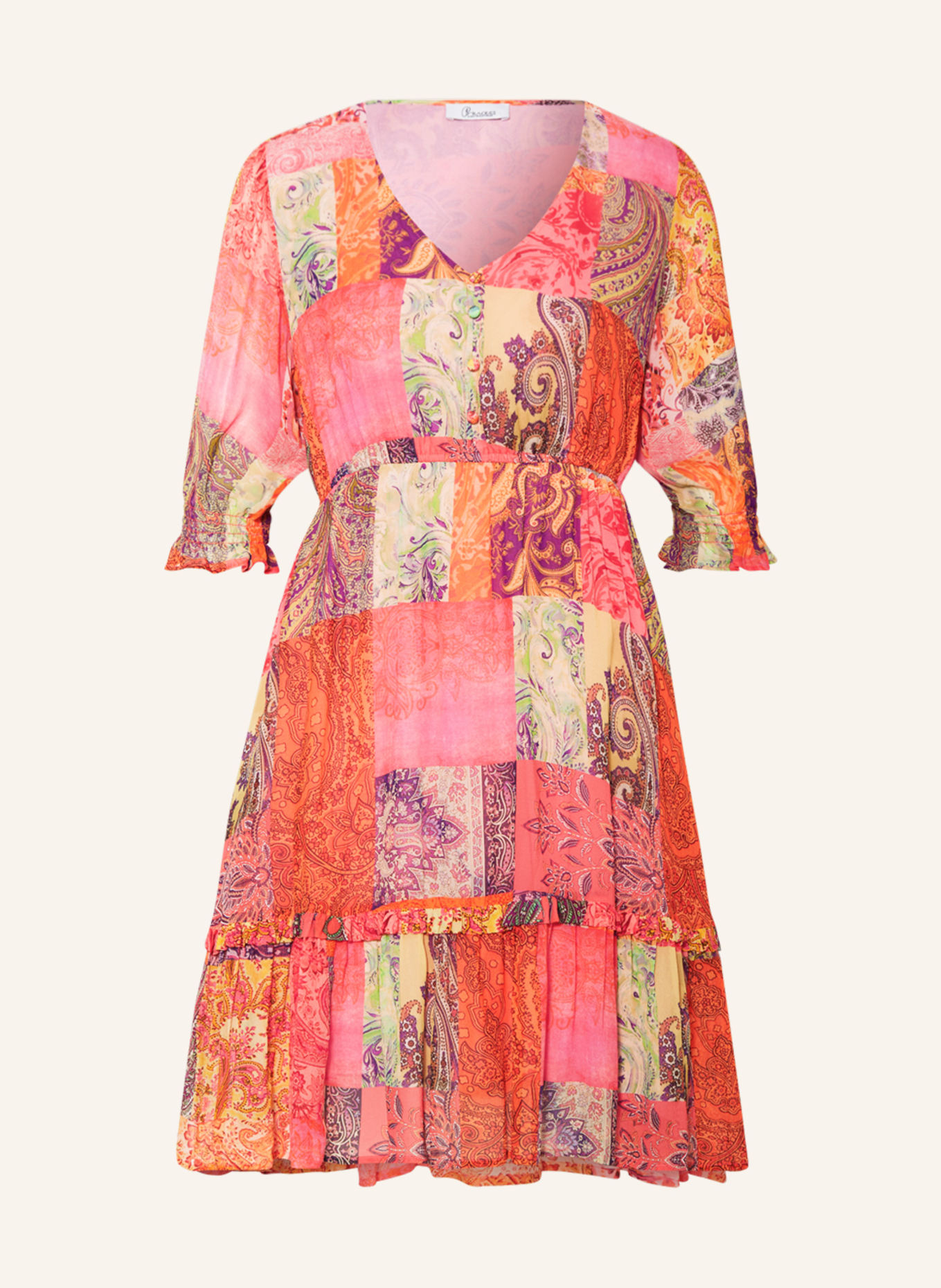 Princess GOES HOLLYWOOD Dress with 3/4 sleeves , Color: PINK/ ORANGE/ PURPLE (Image 1)