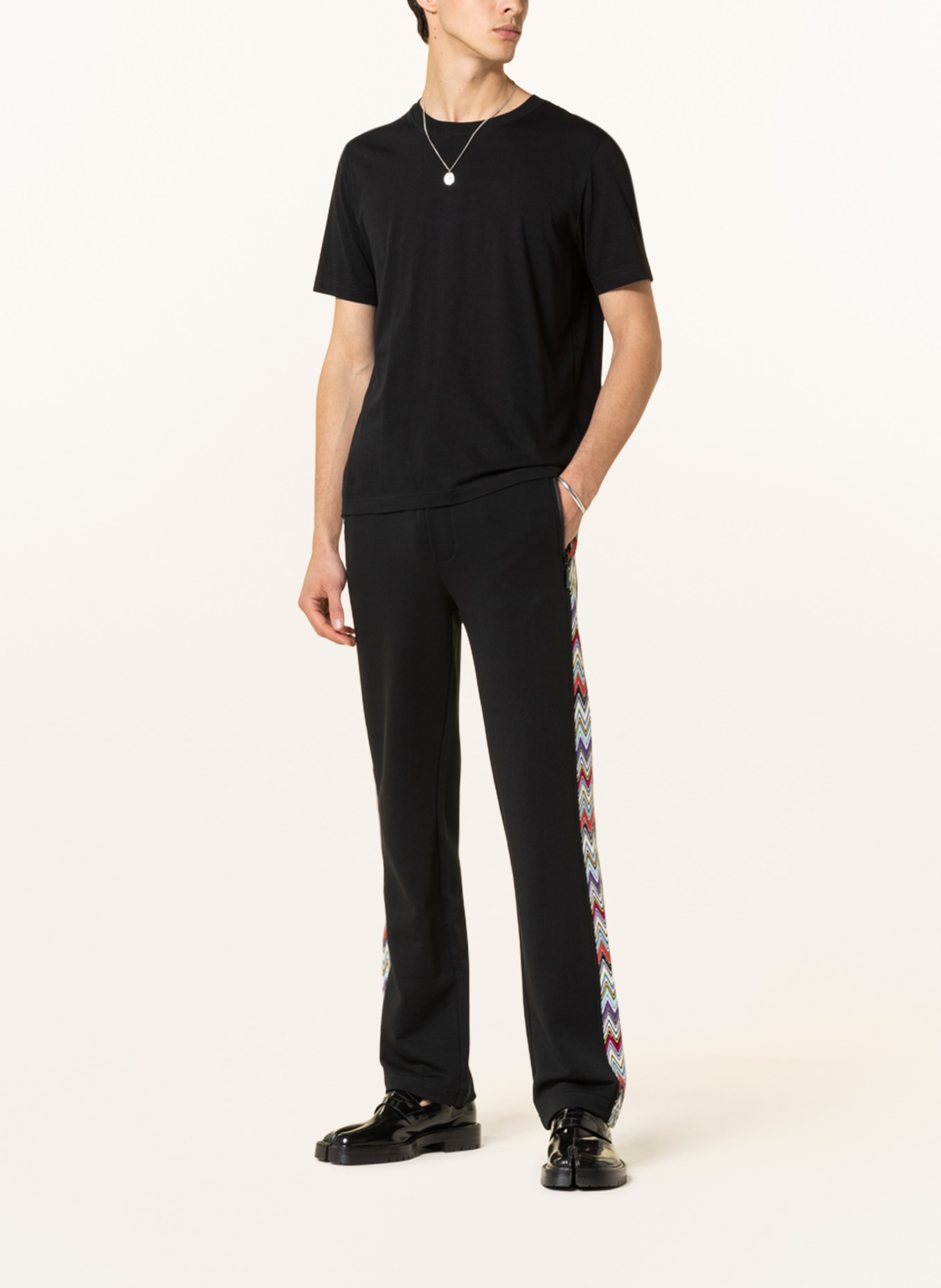 MISSONI Sweatpants with tuxedo stripe, Color: BLACK/ WHITE/ RED (Image 2)