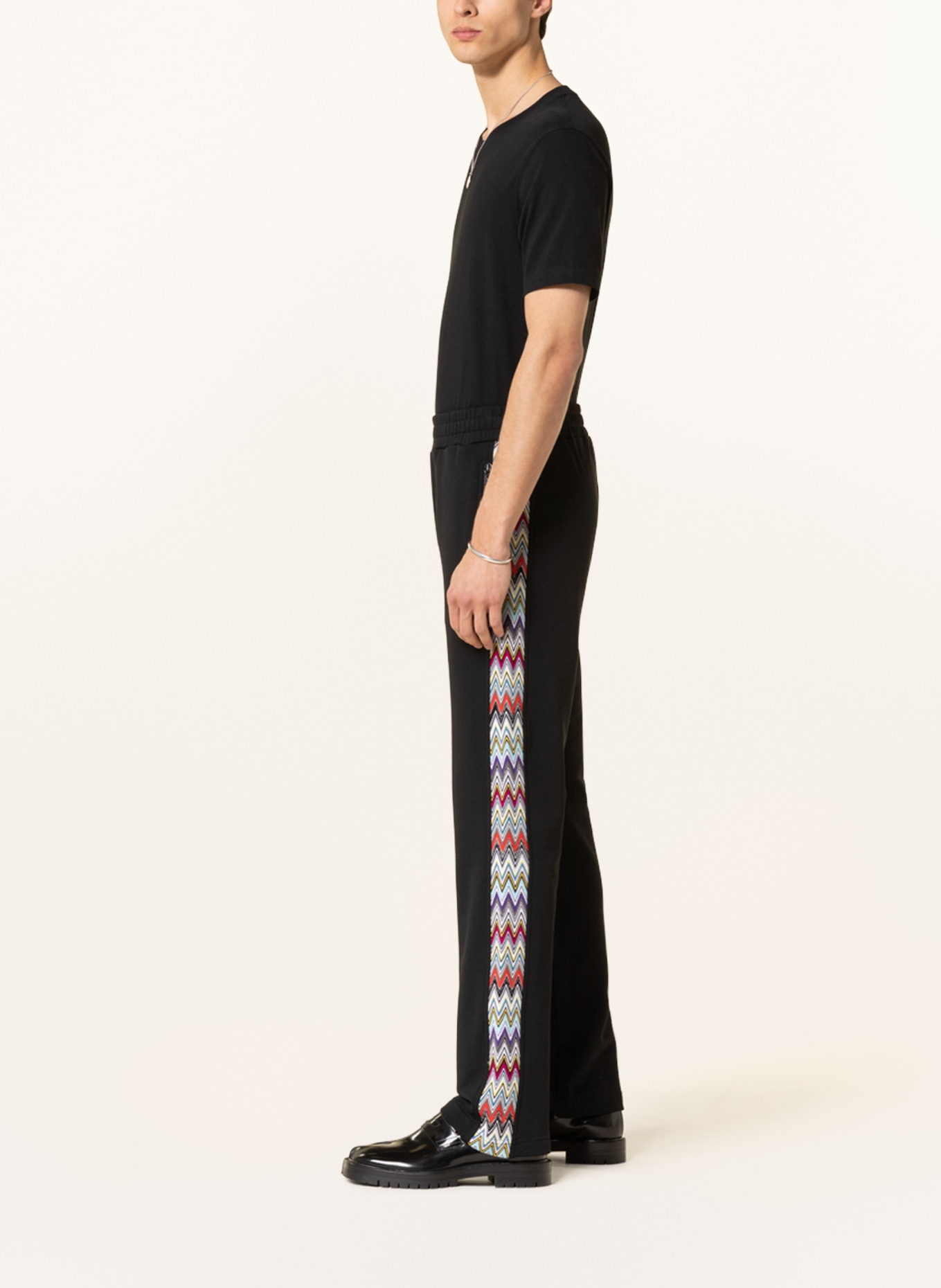 MISSONI Sweatpants with tuxedo stripe, Color: BLACK/ WHITE/ RED (Image 4)