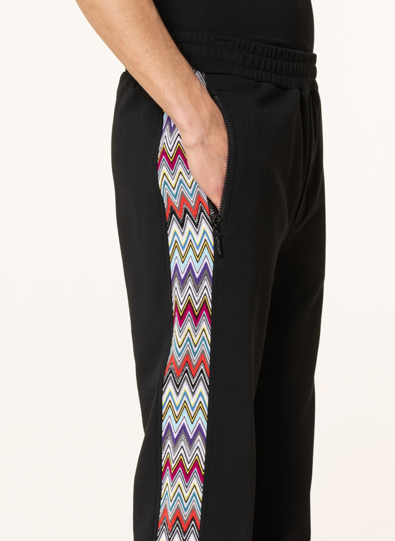 MISSONI Sweatpants with tuxedo stripe, Color: BLACK/ WHITE/ RED (Image 5)