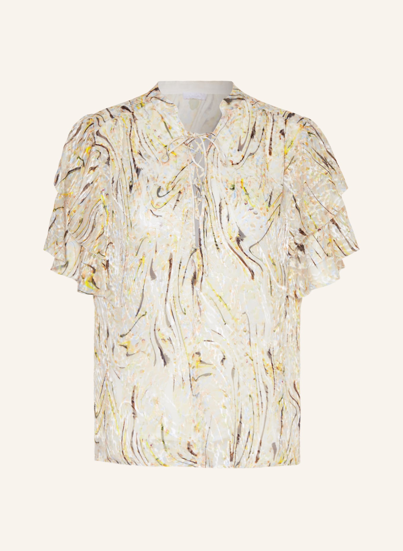 Lala Berlin Shirt blouse TENYA with silk, Color: CREAM/ GREEN/ ORANGE (Image 1)