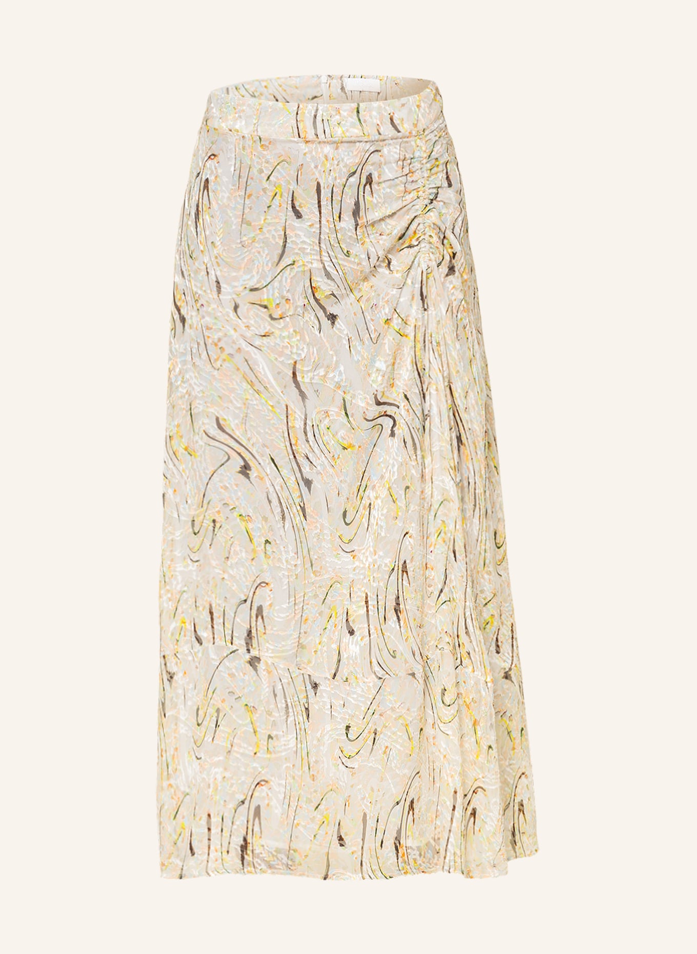 Lala Berlin Skirt SHIRA with silk, Color: CREAM/ YELLOW/ KHAKI (Image 1)