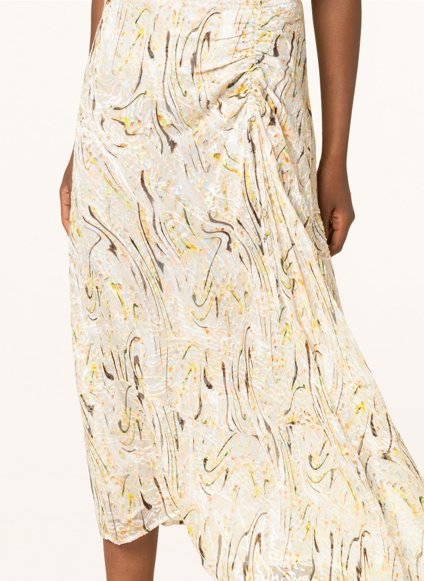 Lala Berlin Skirt SHIRA with silk, Color: CREAM/ YELLOW/ KHAKI (Image 4)