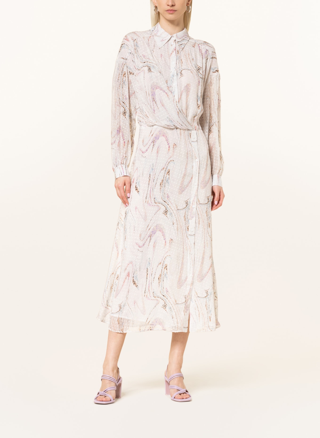 Lala Berlin Shirt dress DIJAN made of silk, Color: WHITE/ LIGHT BLUE/ LIGHT PURPLE (Image 2)
