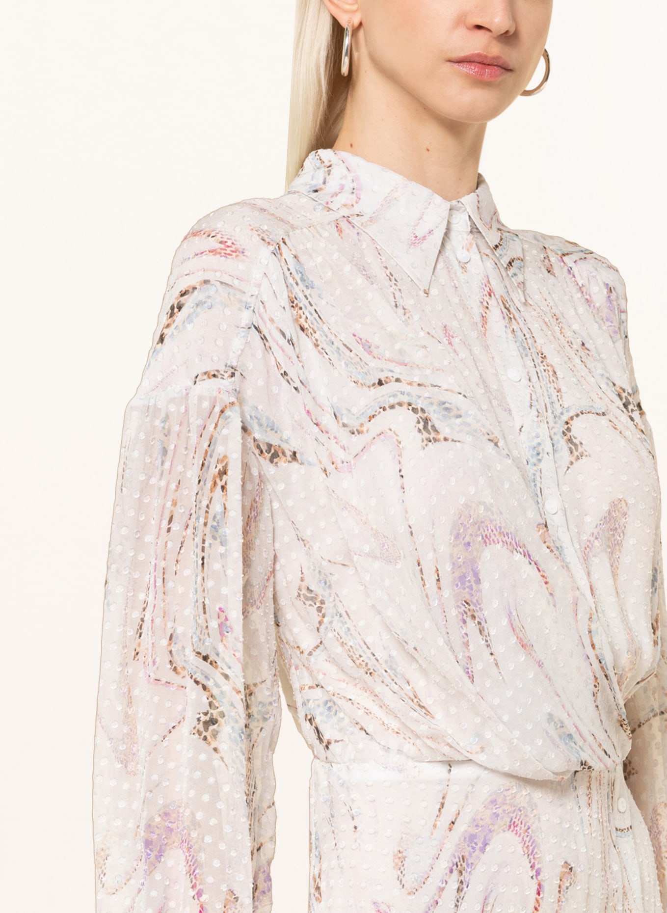 Lala Berlin Shirt dress DIJAN made of silk, Color: WHITE/ LIGHT BLUE/ LIGHT PURPLE (Image 4)