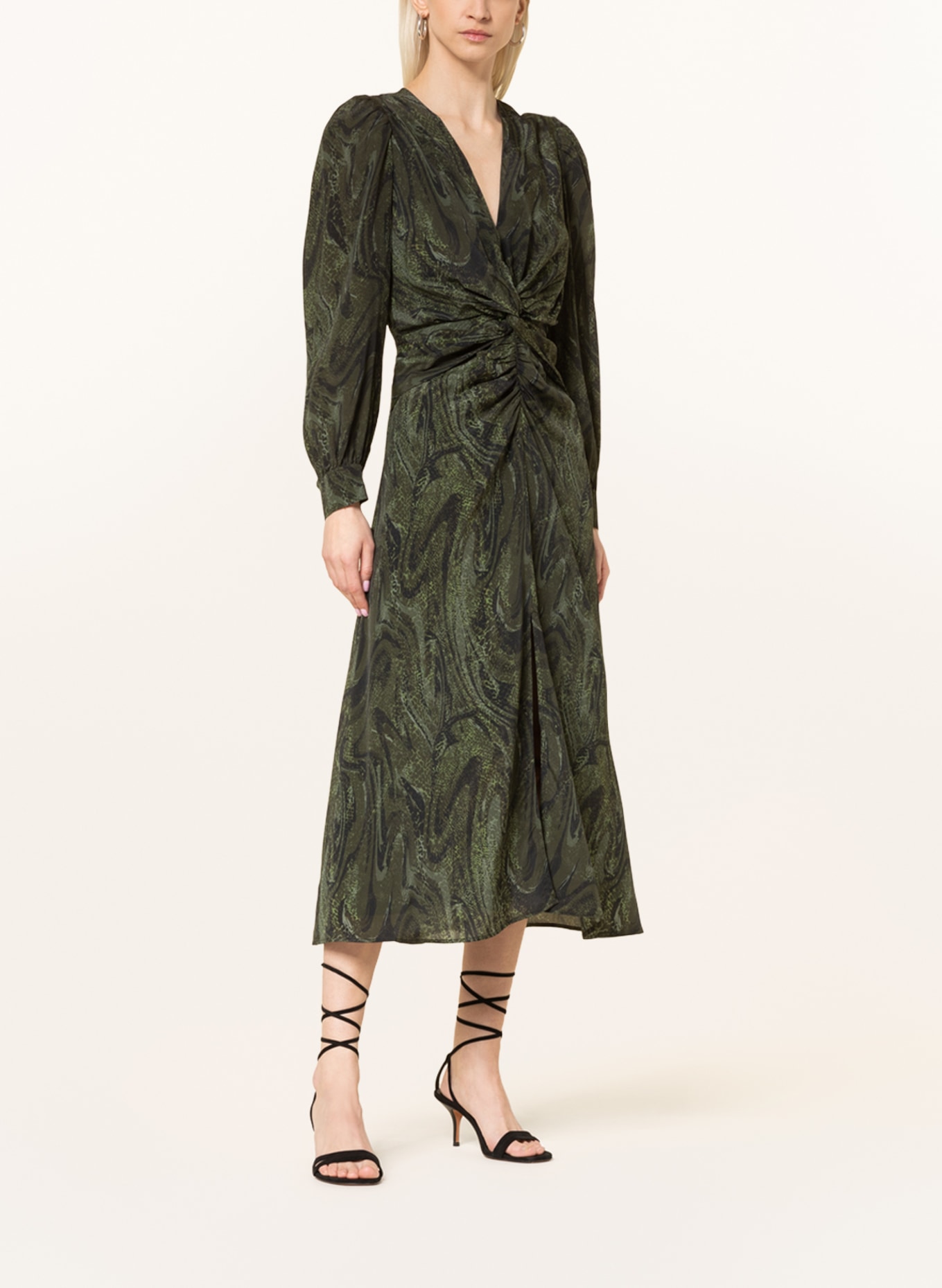 Lala Berlin Dress DOLLYNE with silk, Color: BLACK/ GREEN/ DARK GREEN (Image 2)