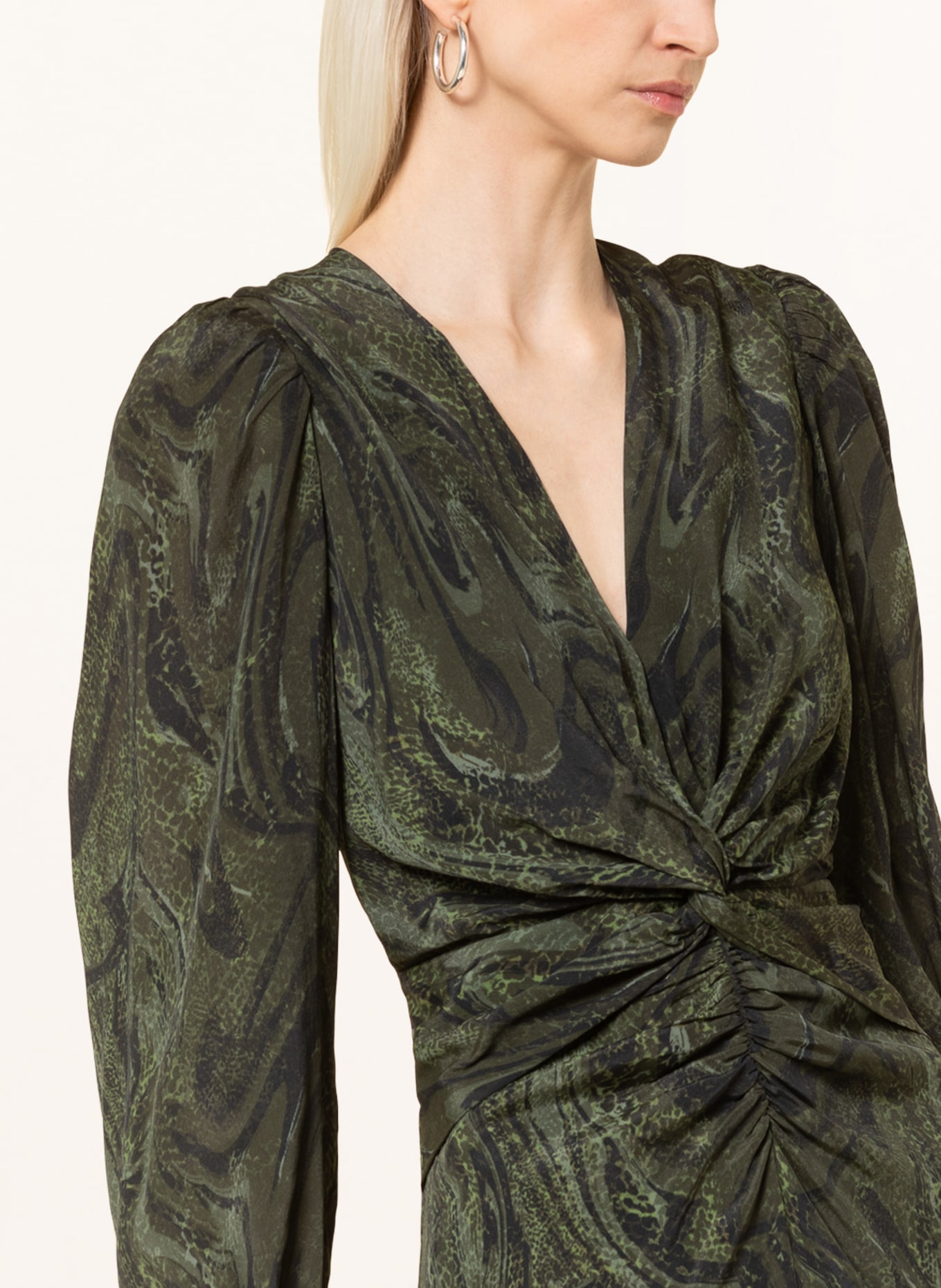 Lala Berlin Dress DOLLYNE with silk, Color: BLACK/ GREEN/ DARK GREEN (Image 4)