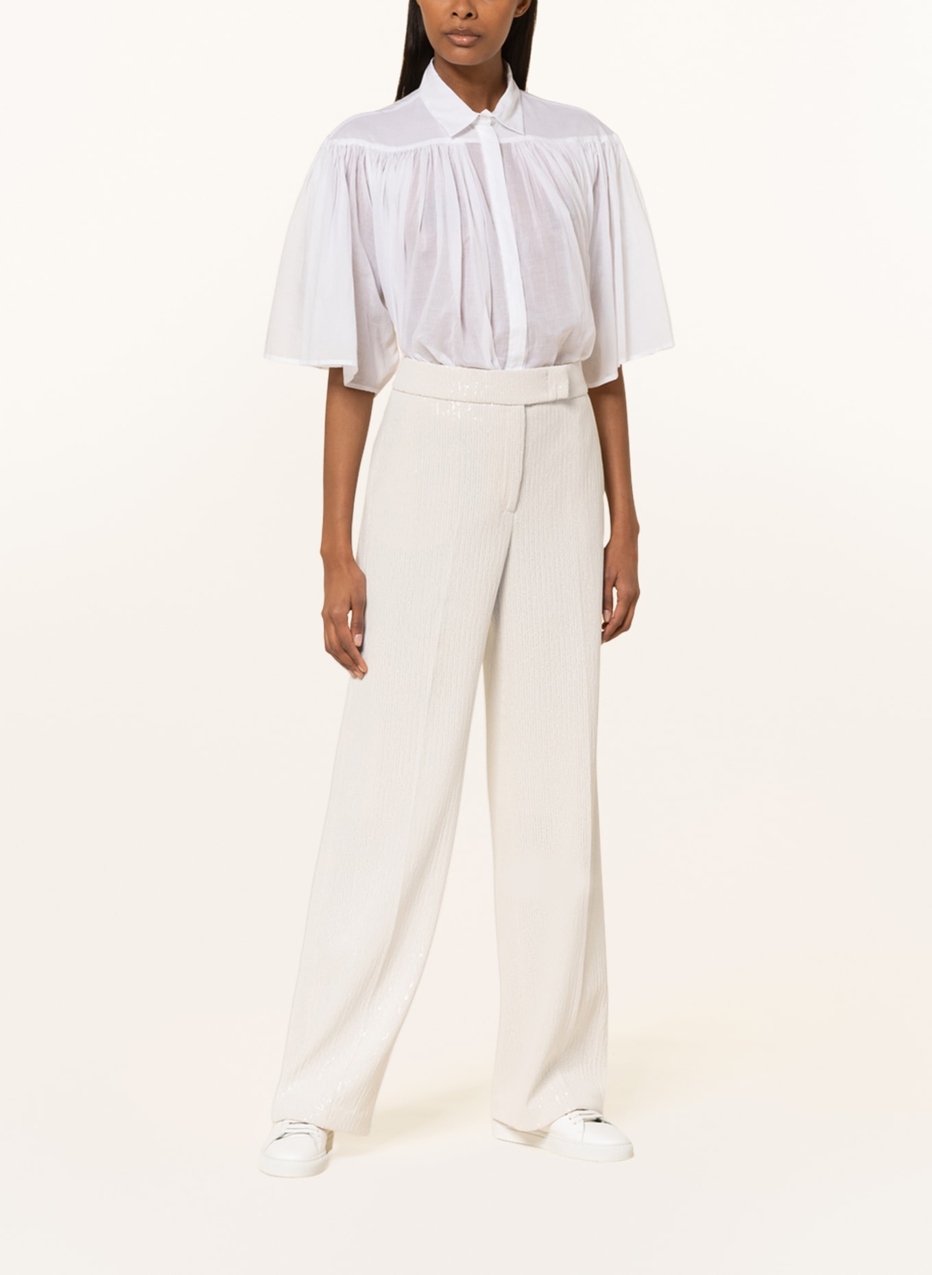 PESERICO Wide leg trousers with sequins, Color: WHITE (Image 2)