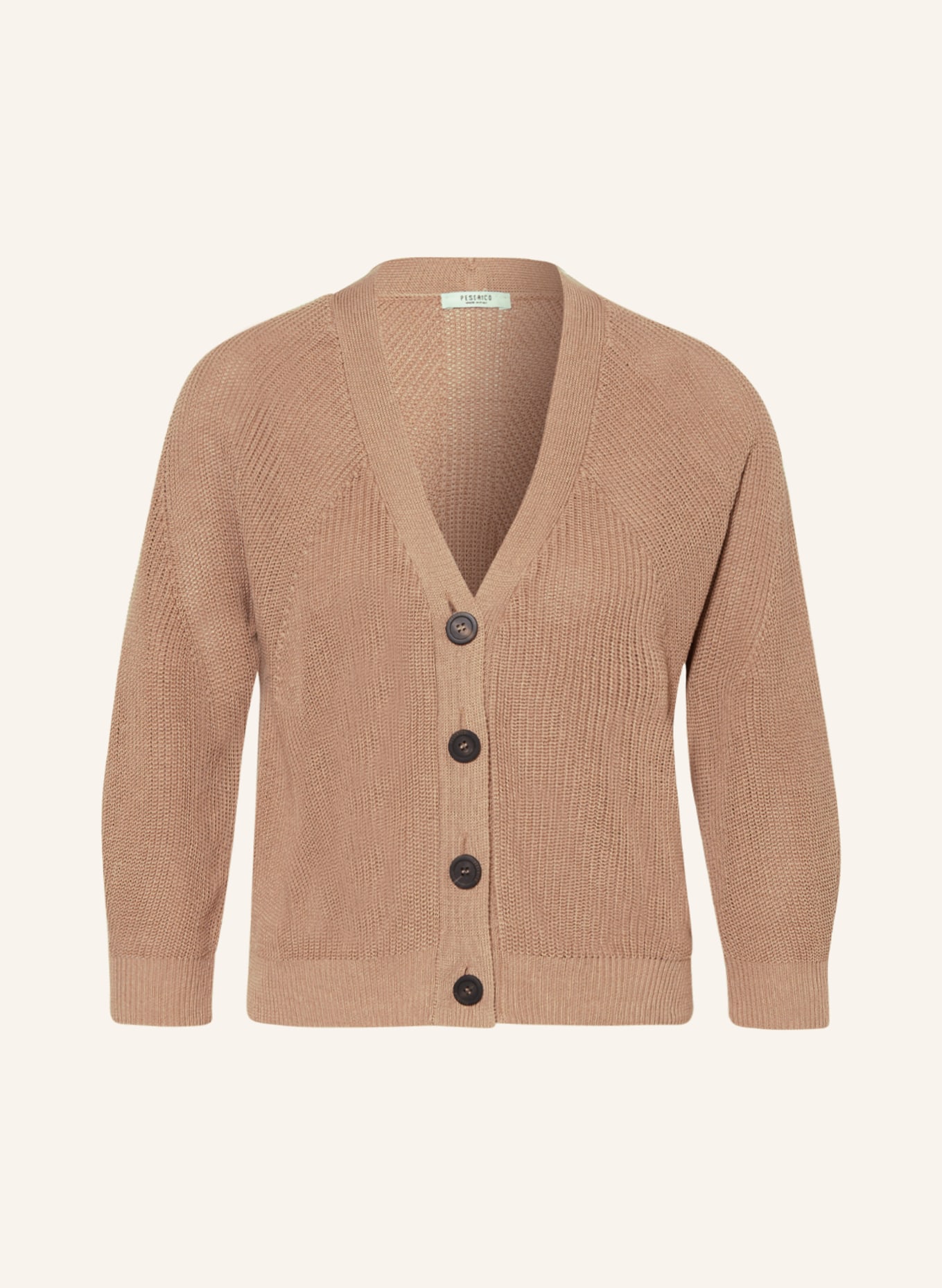 PESERICO Cardigan with linen, Color: CAMEL (Image 1)