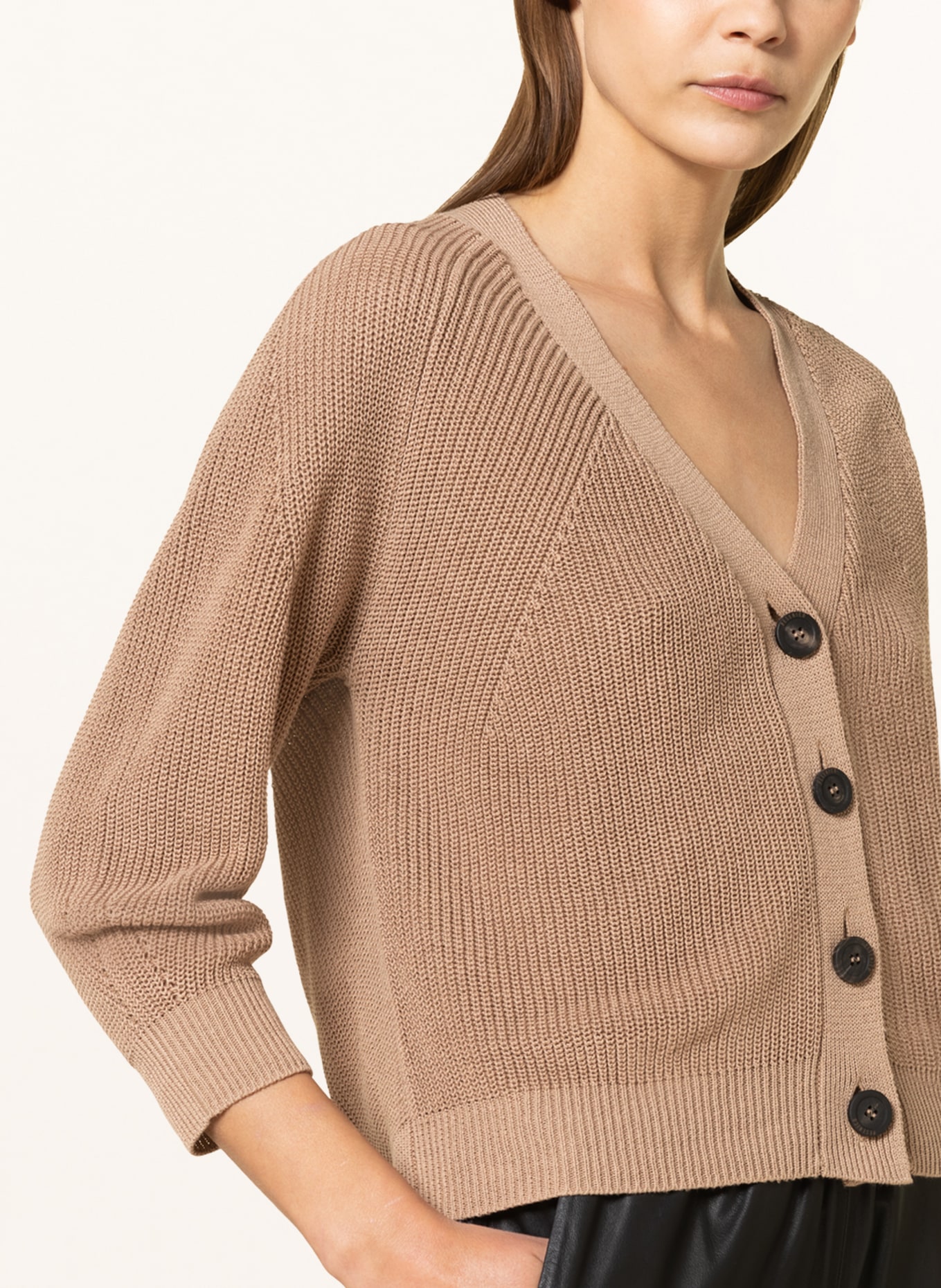 PESERICO Cardigan with linen, Color: CAMEL (Image 4)