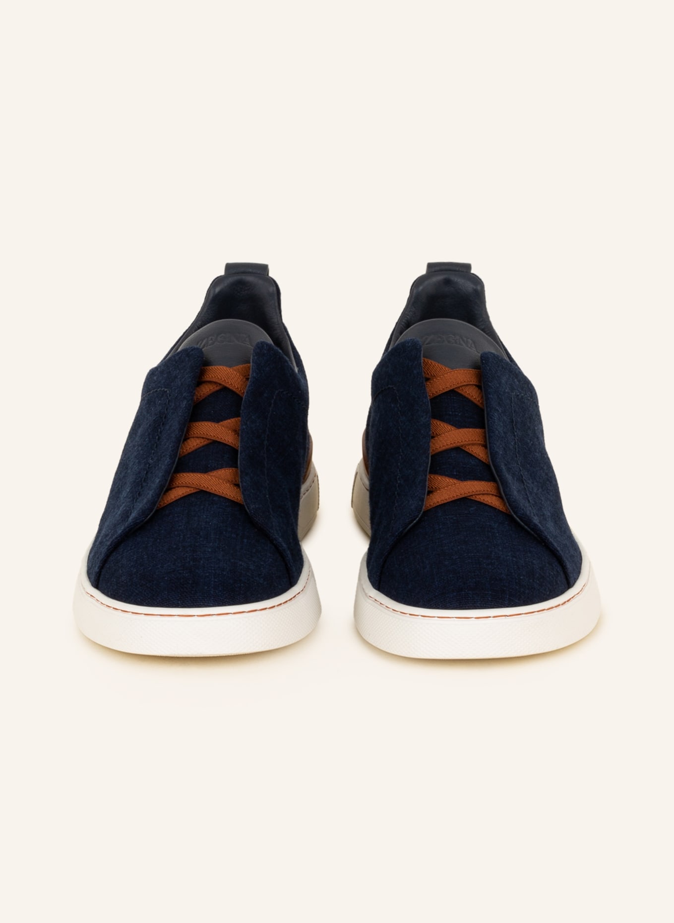 ZEGNA Slip-on sneakers TRIPLE STITCH™, Color: DARK BLUE/ COGNAC (Image 3)