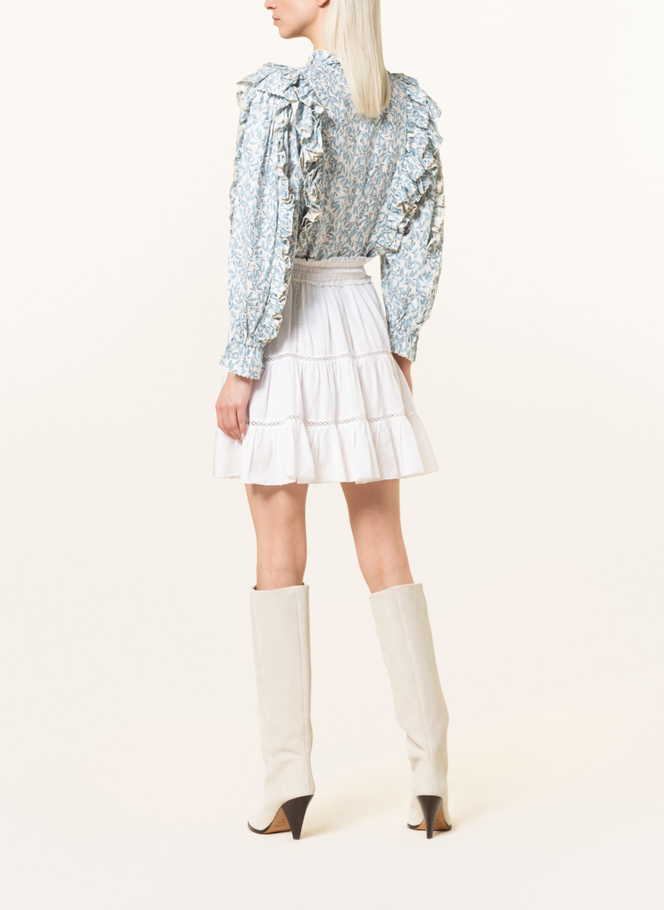 MARANT ÉTOILE Skirt LIOLINE with linen and ruffles, Color: WHITE (Image 3)