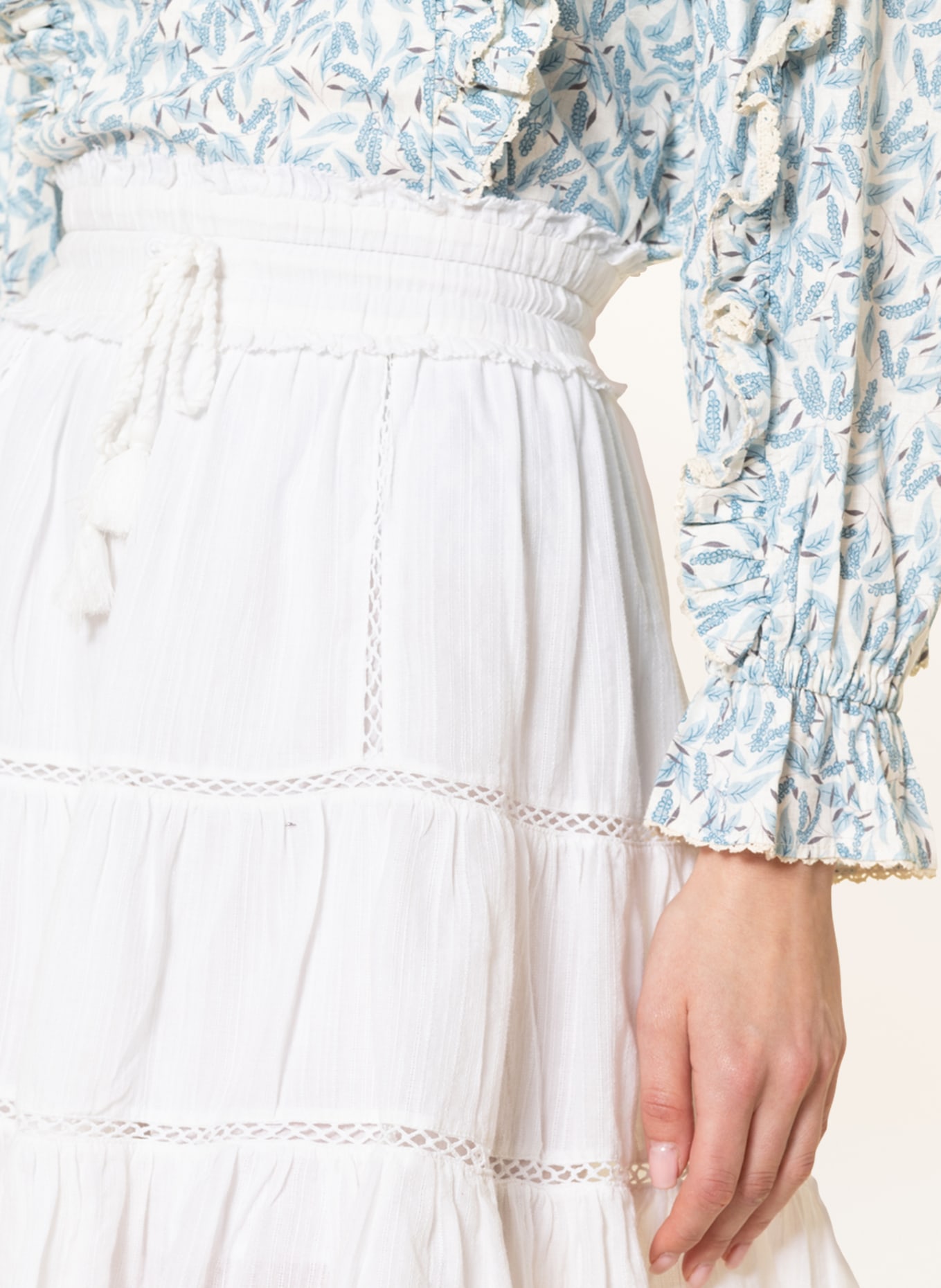 MARANT ÉTOILE Skirt LIOLINE with linen and ruffles, Color: WHITE (Image 4)