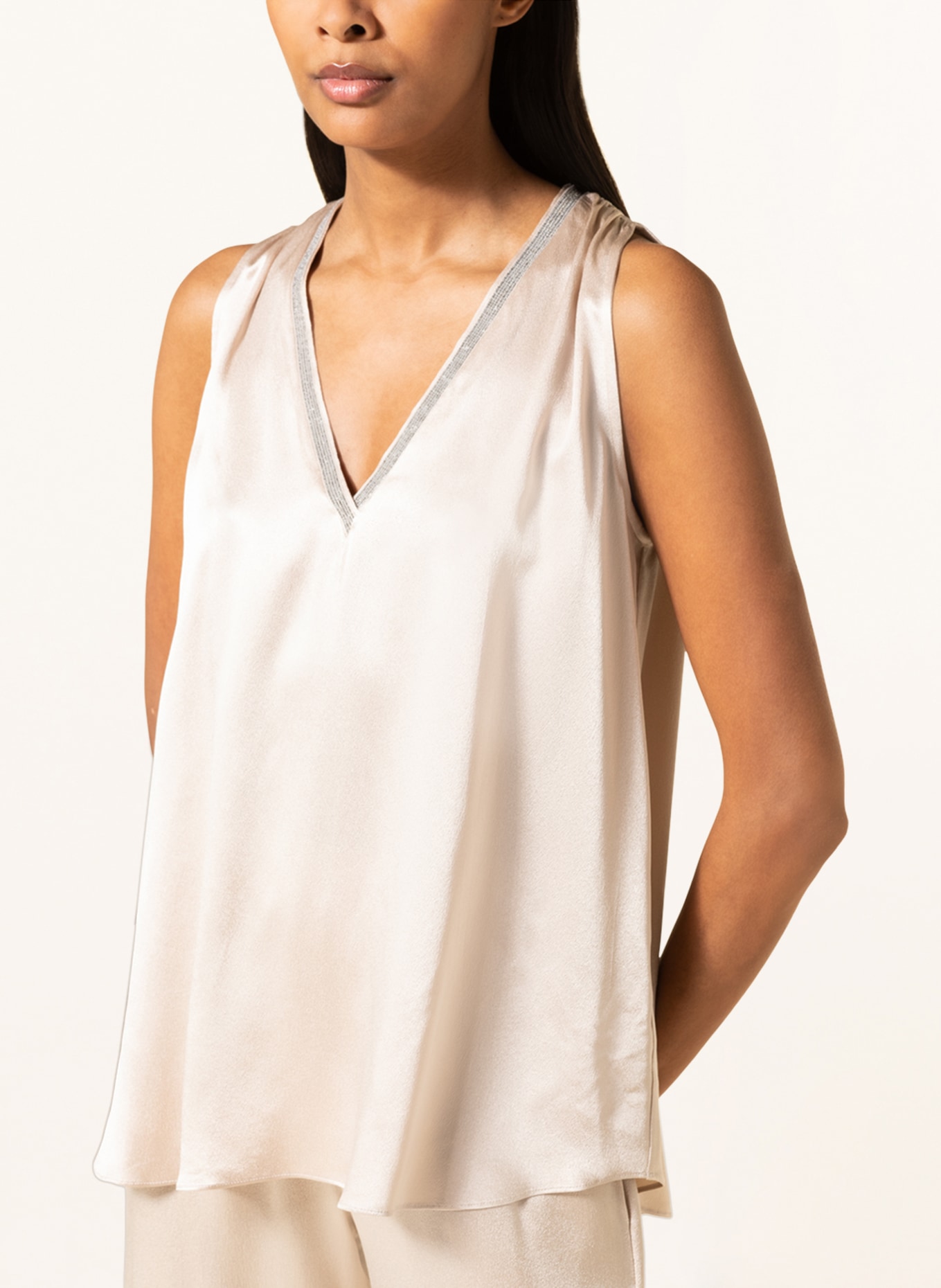 ANTONELLI firenze Top with silk and decorative beads, Color: BEIGE (Image 4)