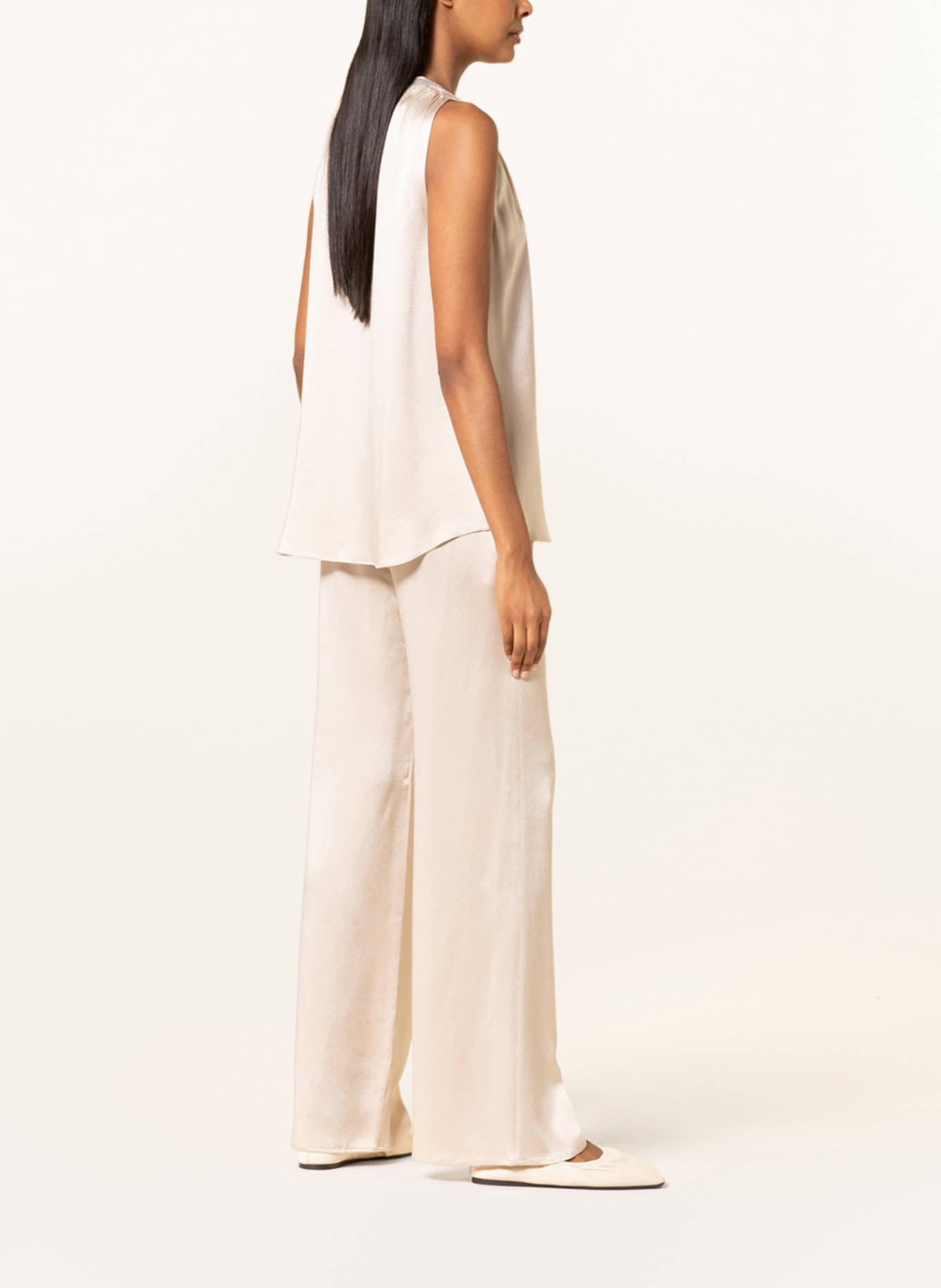 ANTONELLI firenze Wide leg trousers with silk made of satin, Color: BEIGE (Image 4)
