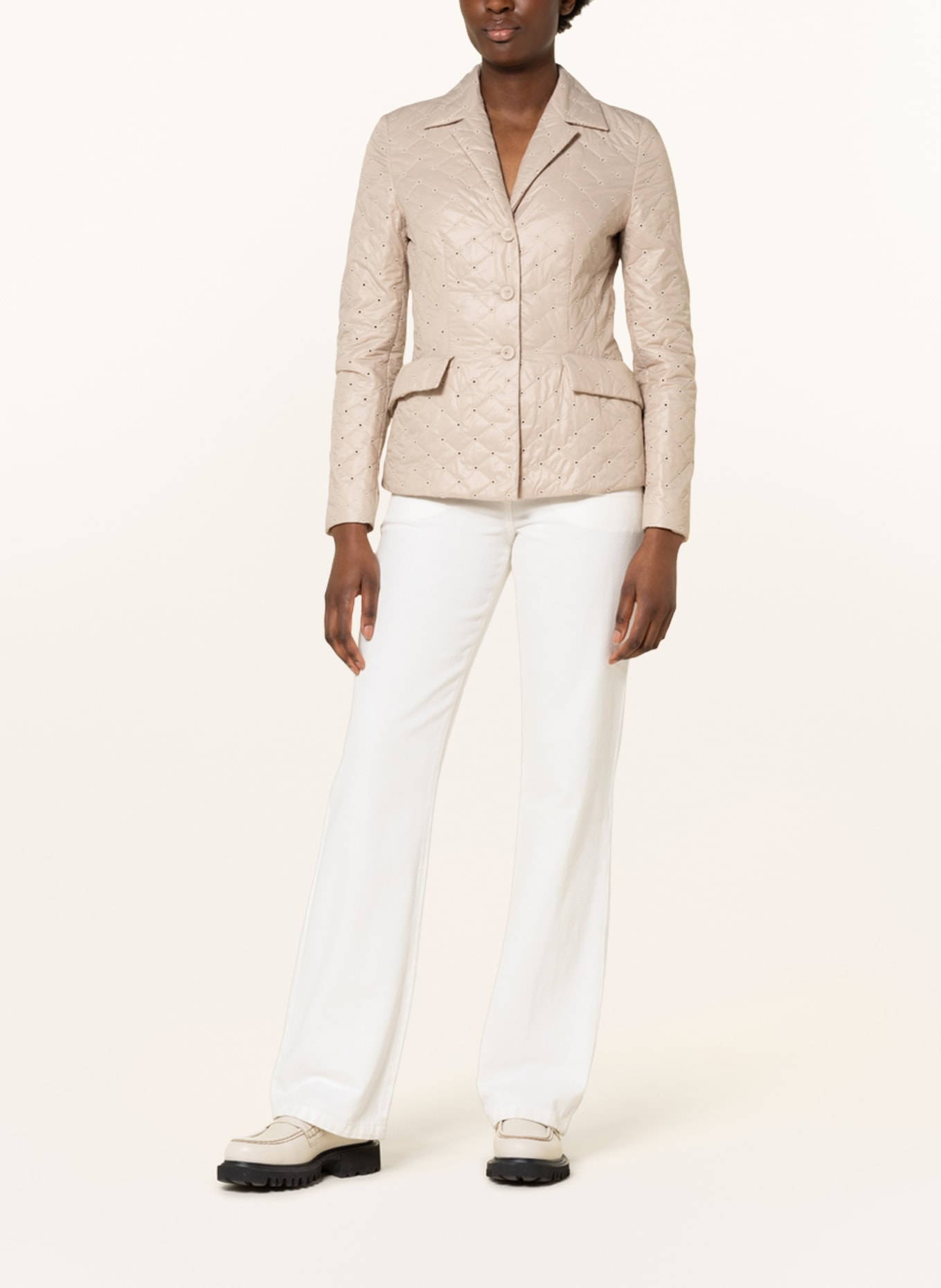 SLY 010 Quilted blazer ADELE with embroidery, Color: BEIGE (Image 2)