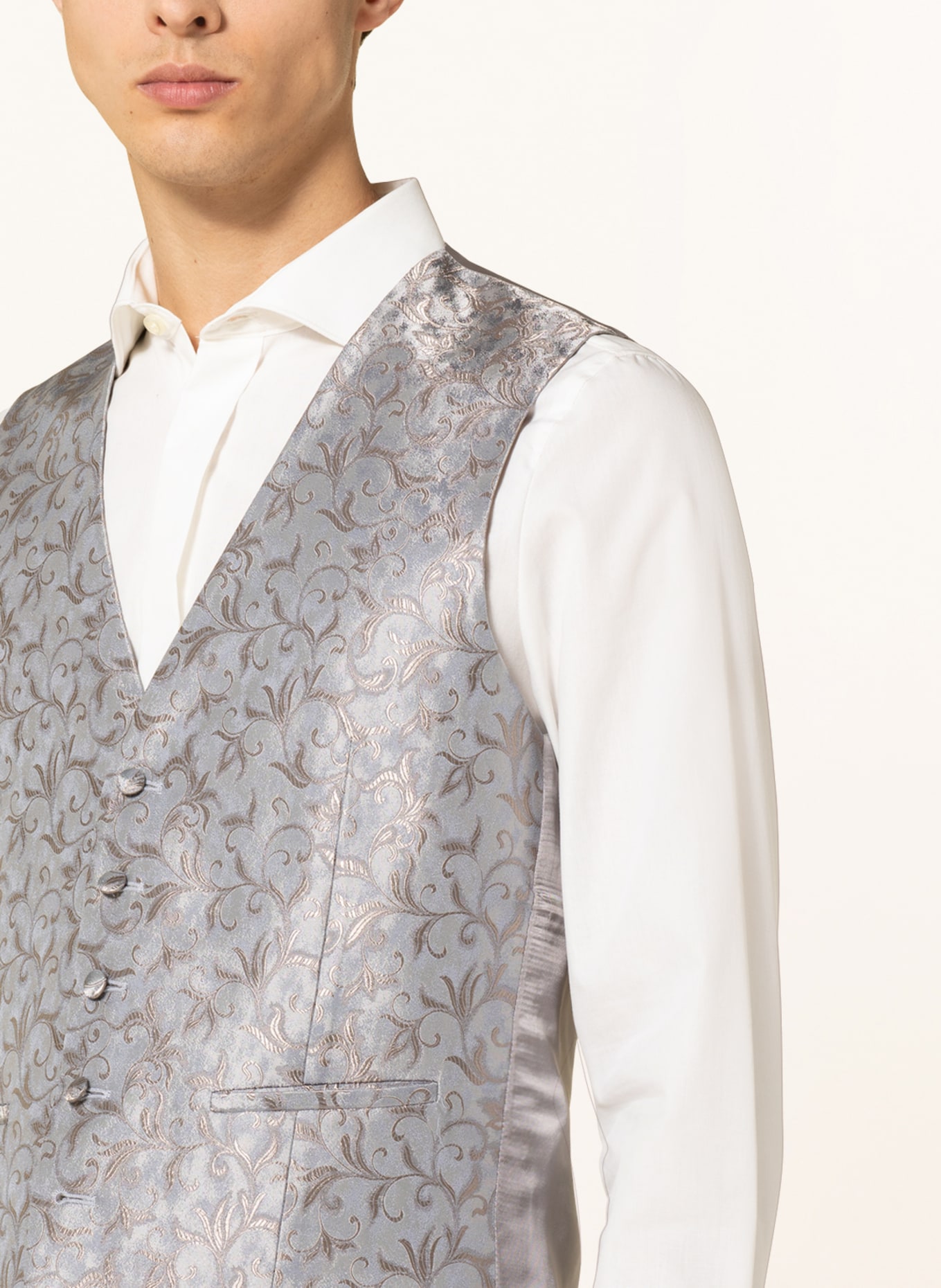 WILVORST Suit vest slim fit, Color: TAUPE/ LIGHT GRAY/ GRAY (Image 4)