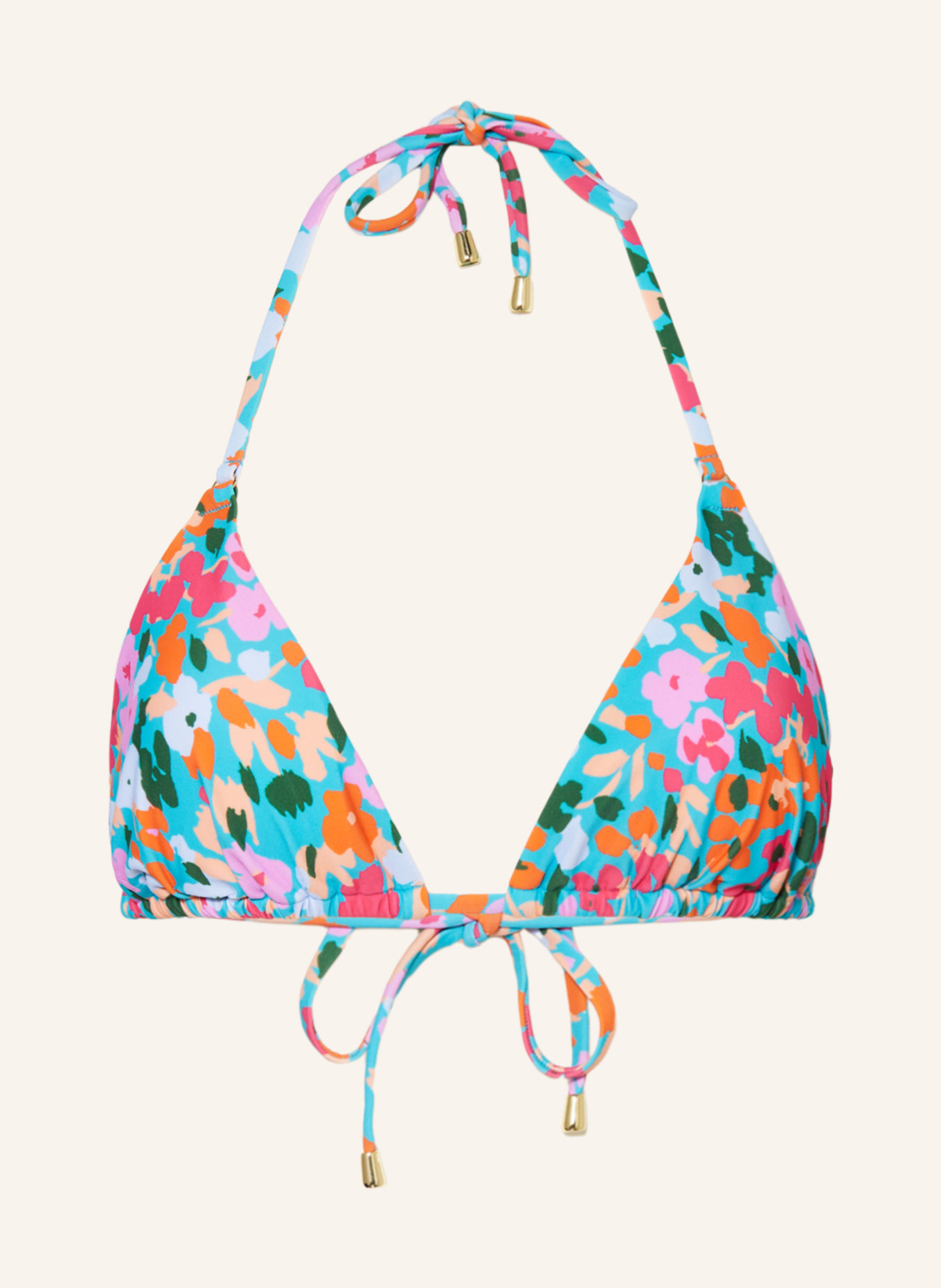 Hot Stuff Triangle bikini top, Color: TURQUOISE/ PINK/ ORANGE (Image 1)