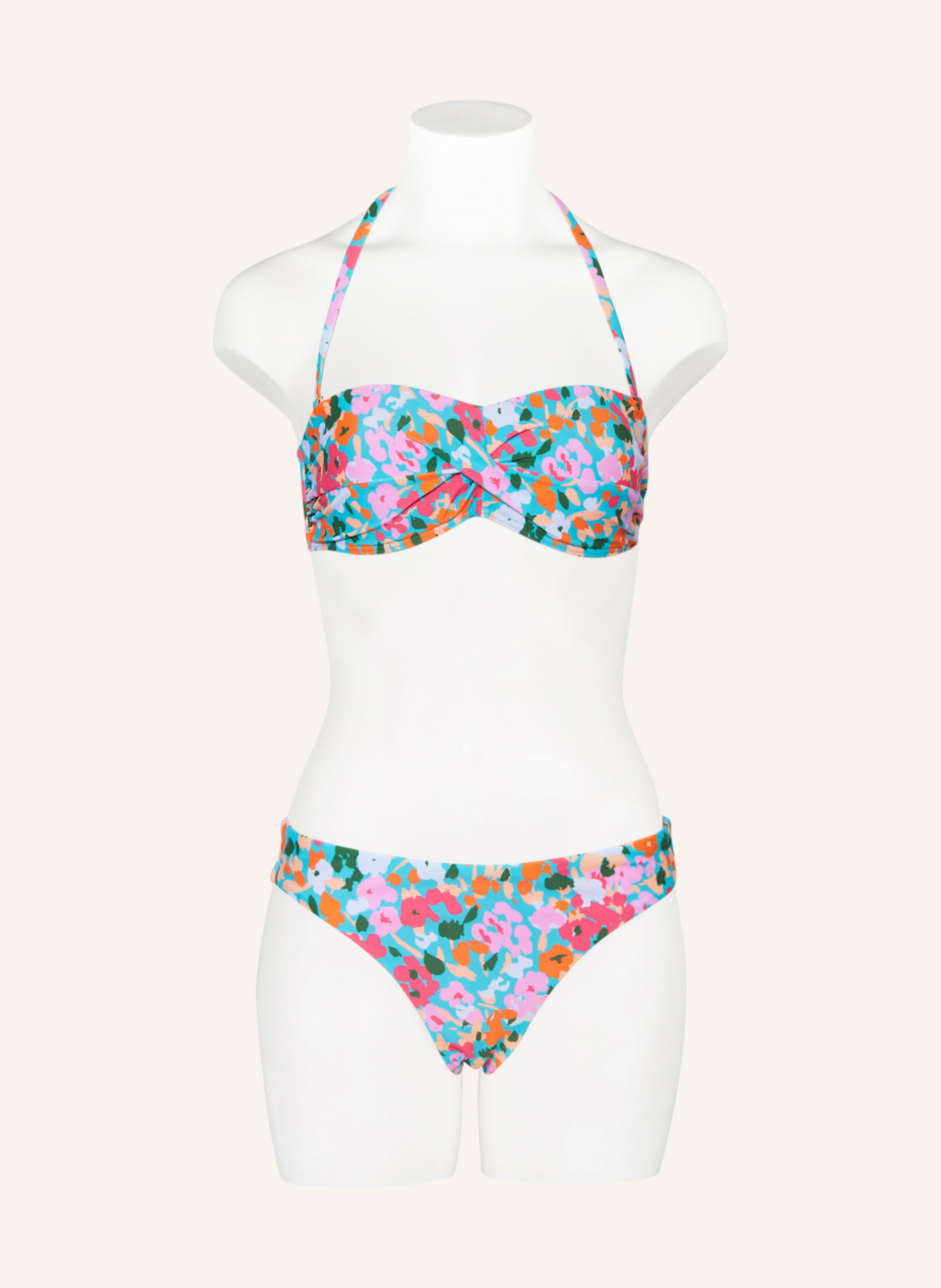 Hot Stuff Bandeau-Bikini-Top, Farbe: TÜRKIS/ PINK/ ORANGE (Bild 2)