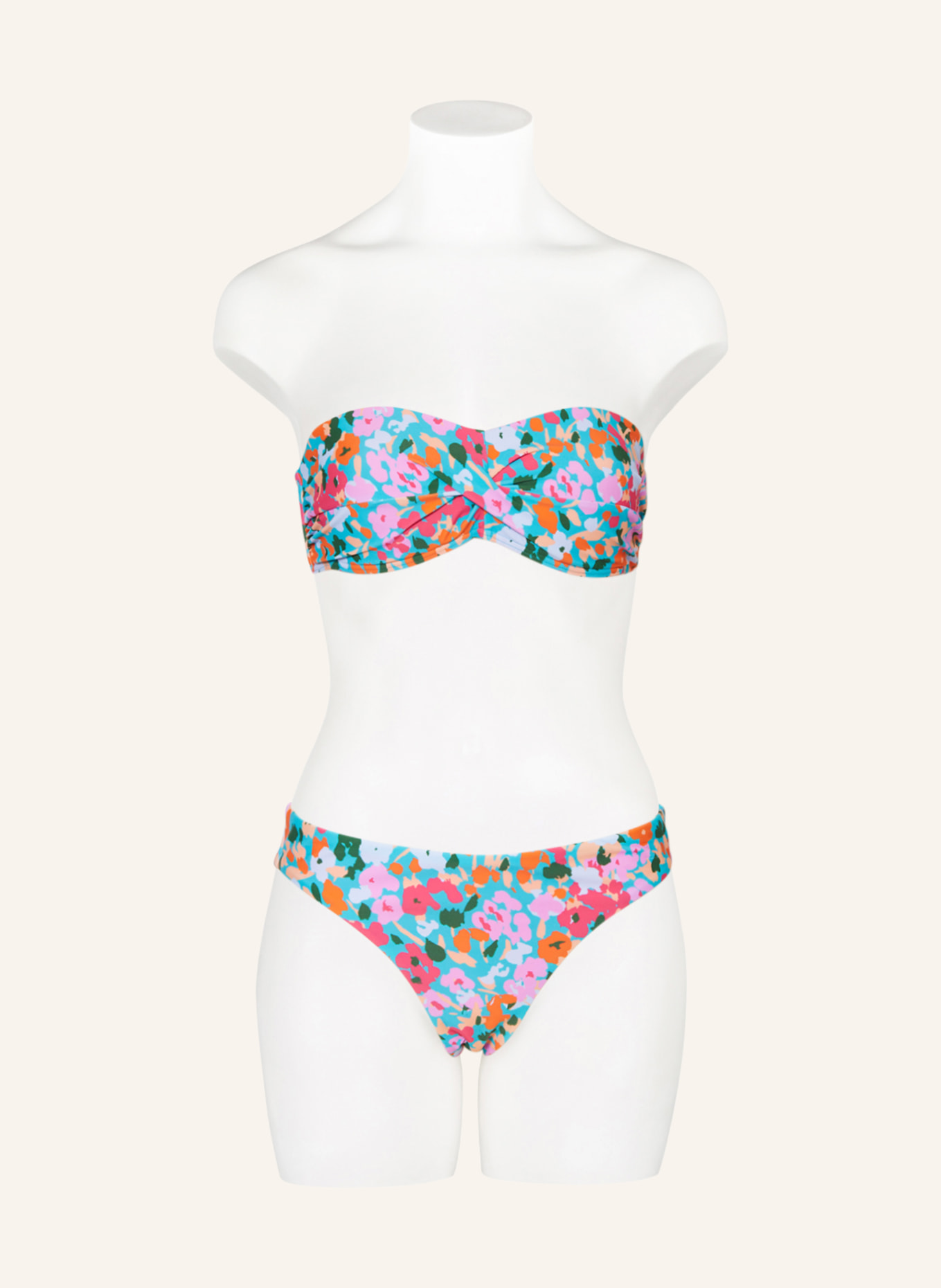 Hot Stuff Bandeau-Bikini-Top, Farbe: TÜRKIS/ PINK/ ORANGE (Bild 4)