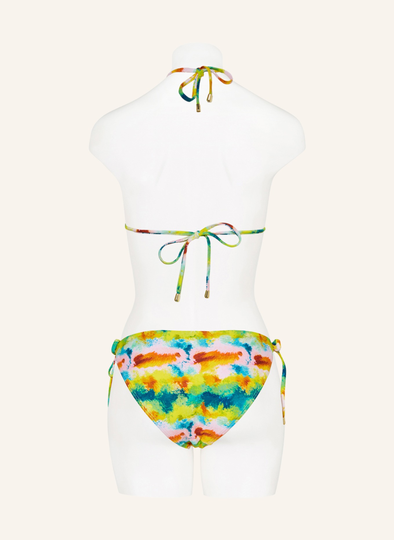 Hot Stuff Triangle bikini top, Color: LIGHT GREEN/ YELLOW/ DARK ORANGE (Image 3)