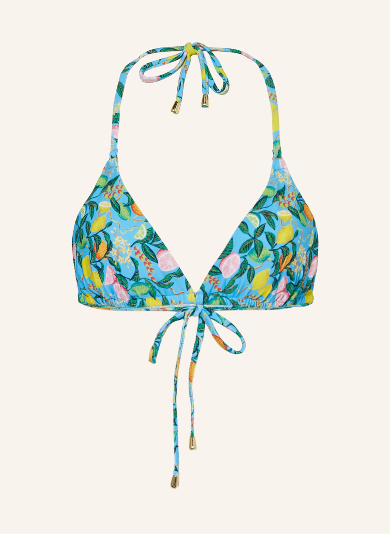 Hot Stuff Triangle bikini top, Color: LIGHT BLUE/ GREEN/ YELLOW (Image 1)