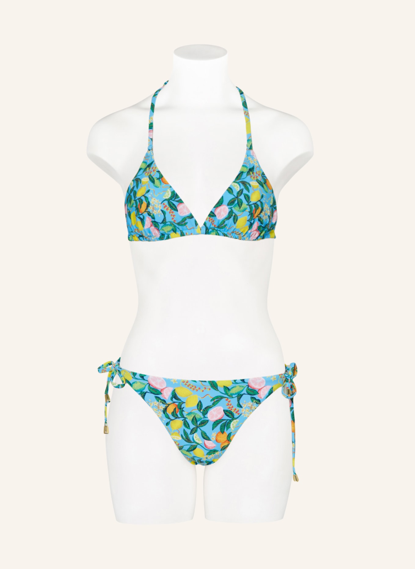 Hot Stuff Triangle bikini top, Color: LIGHT BLUE/ GREEN/ YELLOW (Image 2)