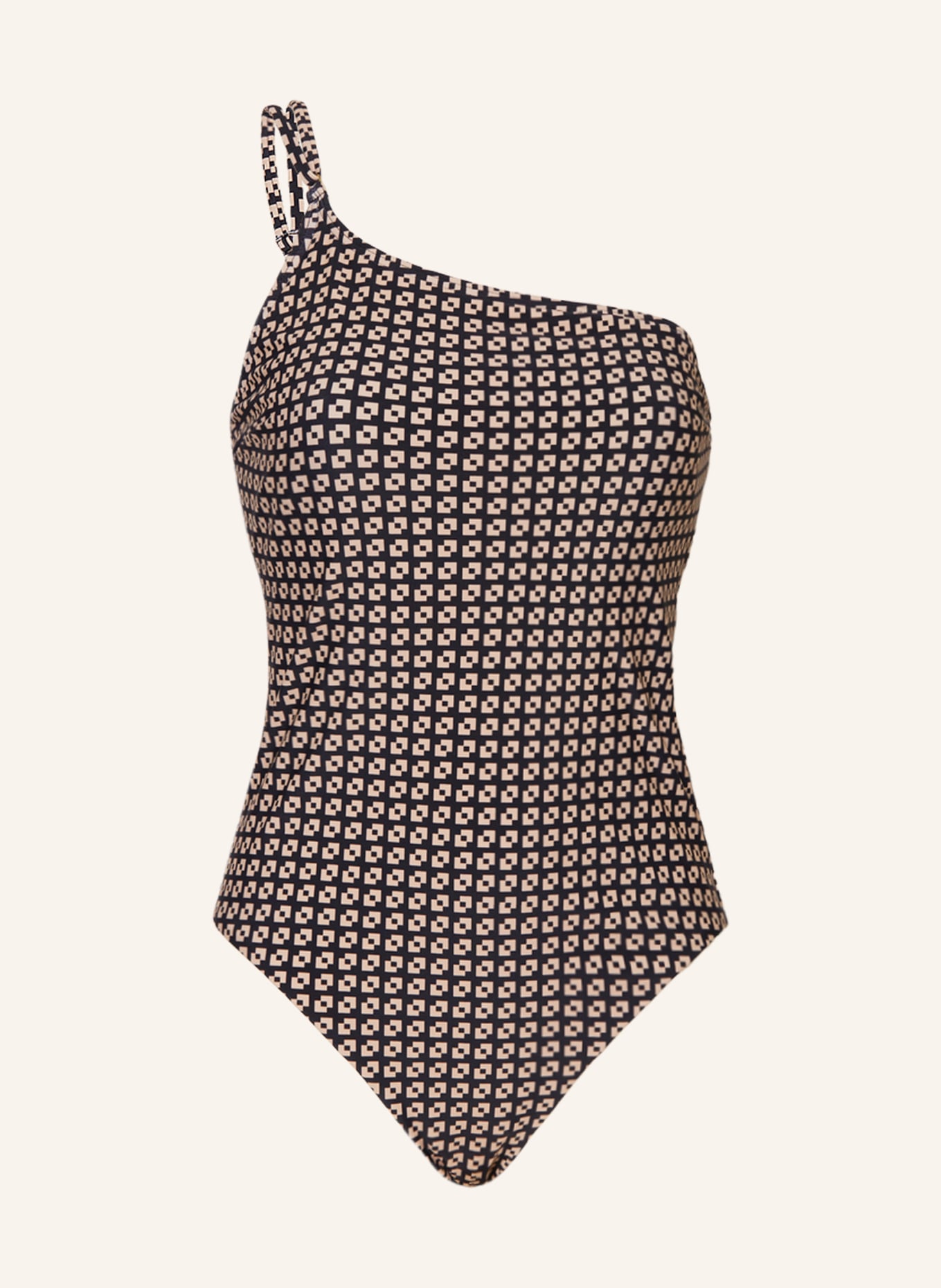 Hot Stuff One-shoulder swimsuit, Color: BLACK/ BEIGE (Image 1)