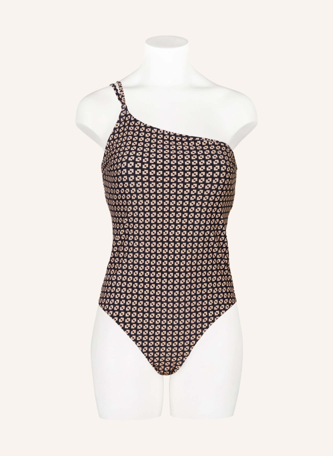 Hot Stuff One-shoulder swimsuit, Color: BLACK/ BEIGE (Image 2)