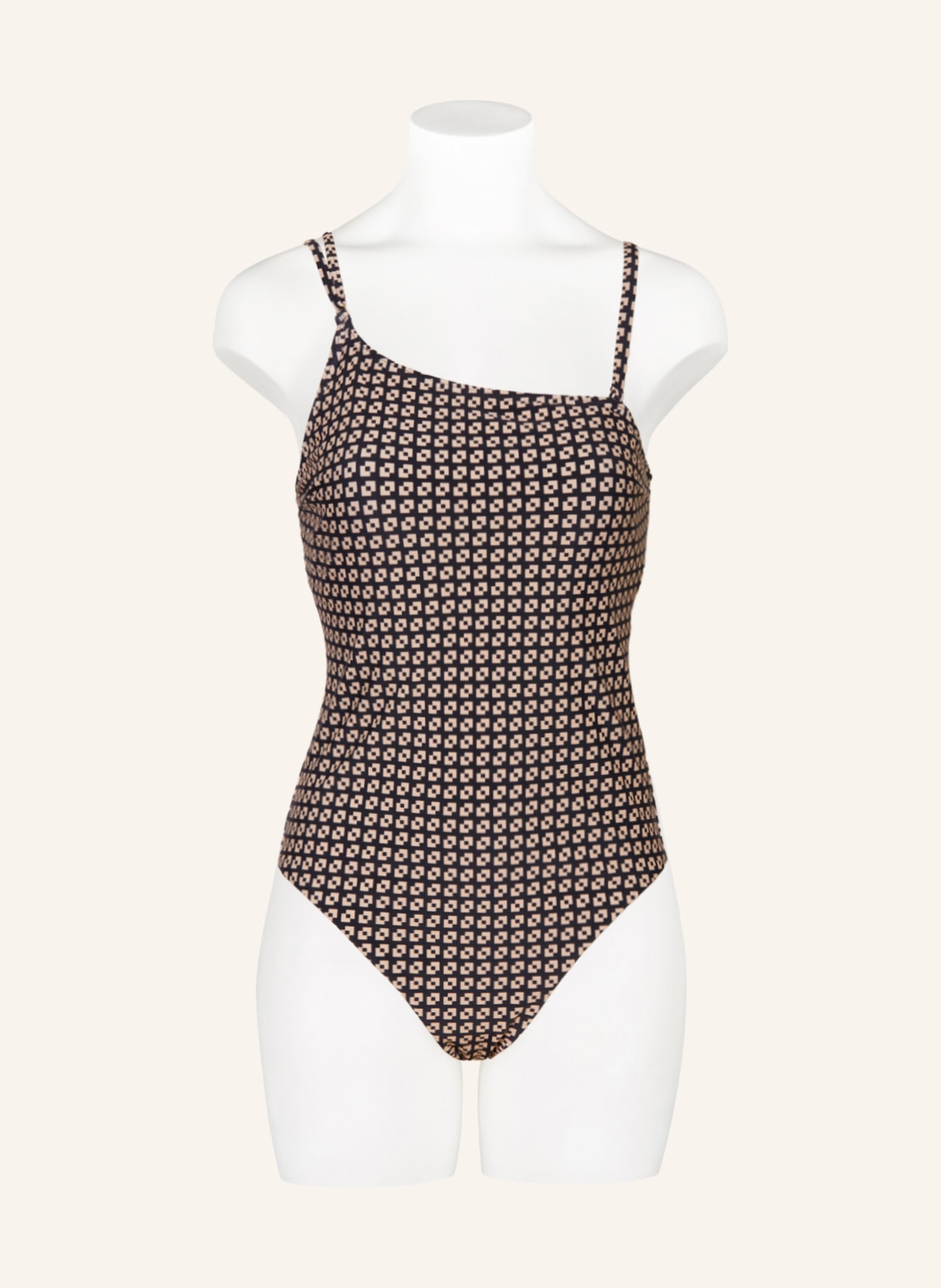Hot Stuff One-shoulder swimsuit, Color: BLACK/ BEIGE (Image 4)