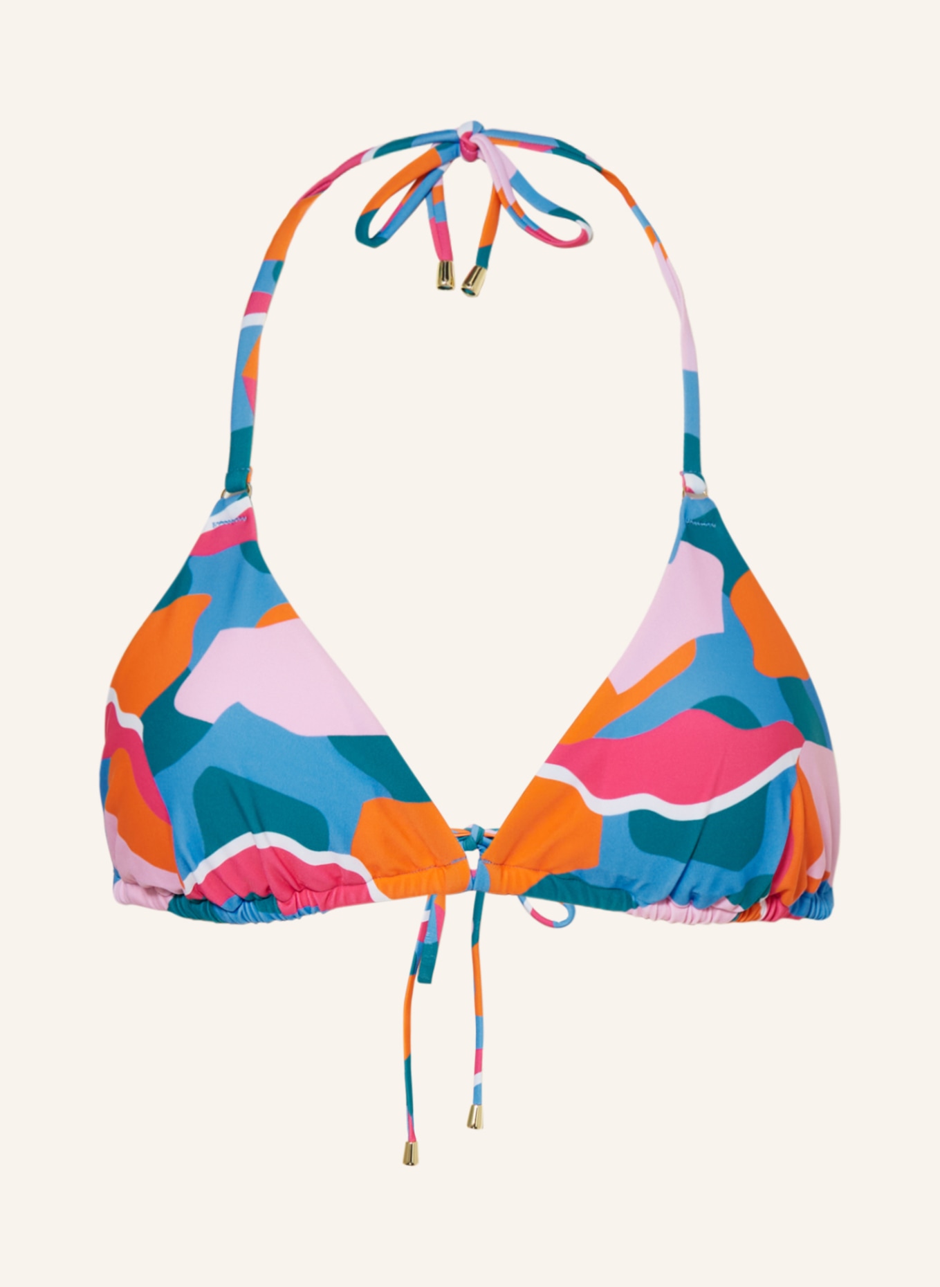 Hot Stuff Triangle bikini top, Color: LIGHT BLUE/ PINK/ ORANGE (Image 1)