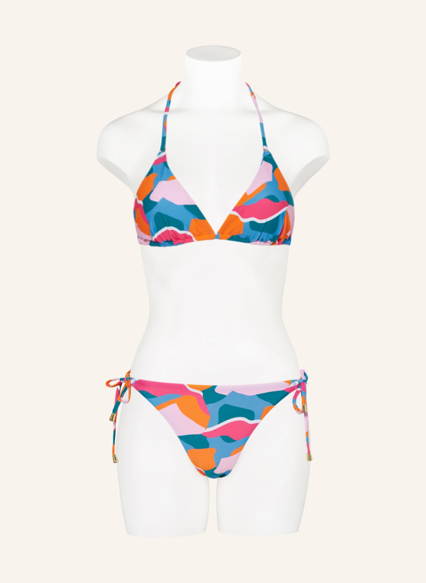 Hot Stuff Triangle bikini top, Color: LIGHT BLUE/ PINK/ ORANGE (Image 2)