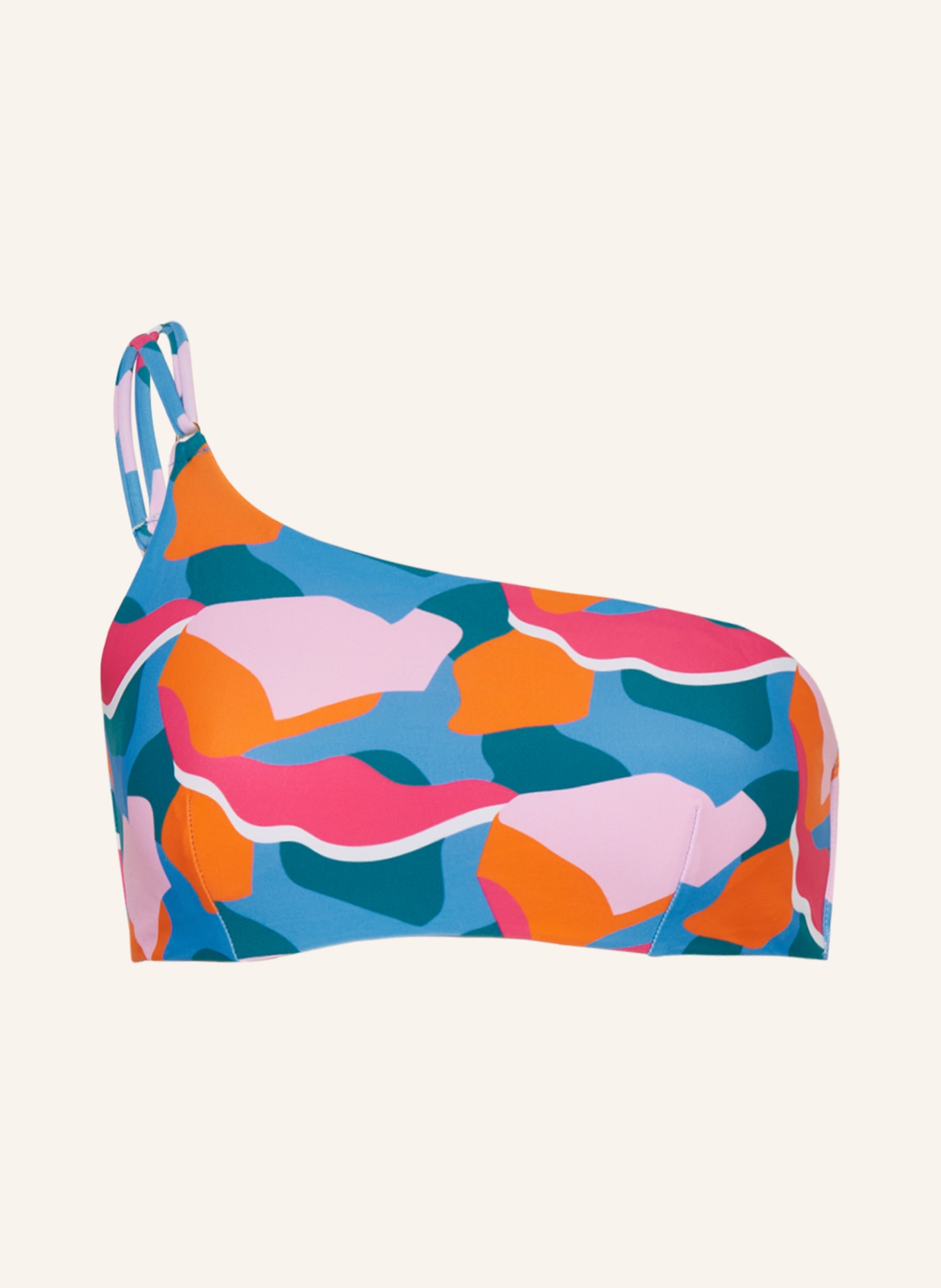 Hot Stuff One-Shoulder-Bikini-Top, Farbe: HELLBLAU/ PINK/ ORANGE (Bild 1)