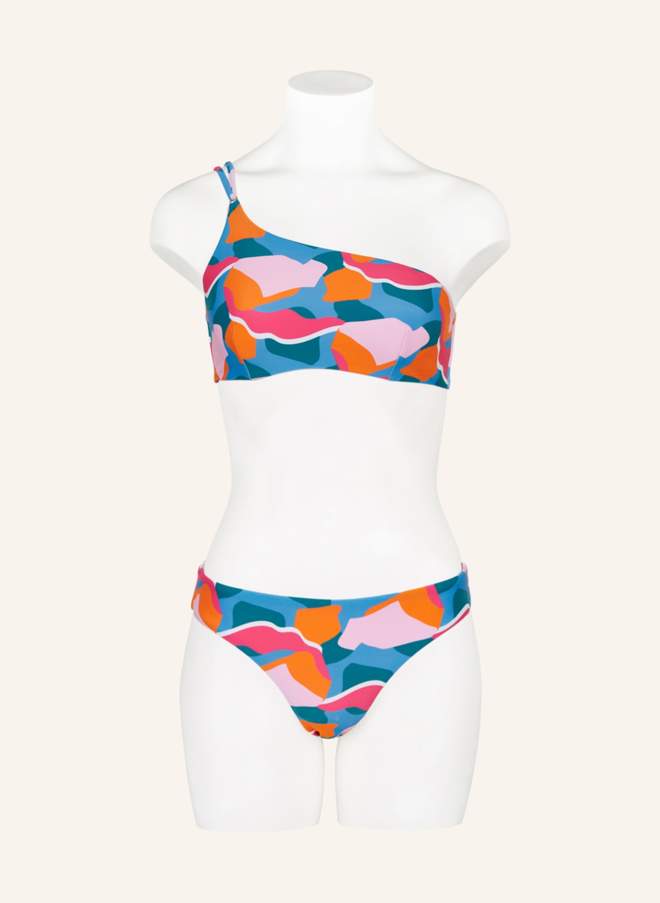 Hot Stuff One-shoulder bikini top, Color: LIGHT BLUE/ PINK/ ORANGE (Image 2)