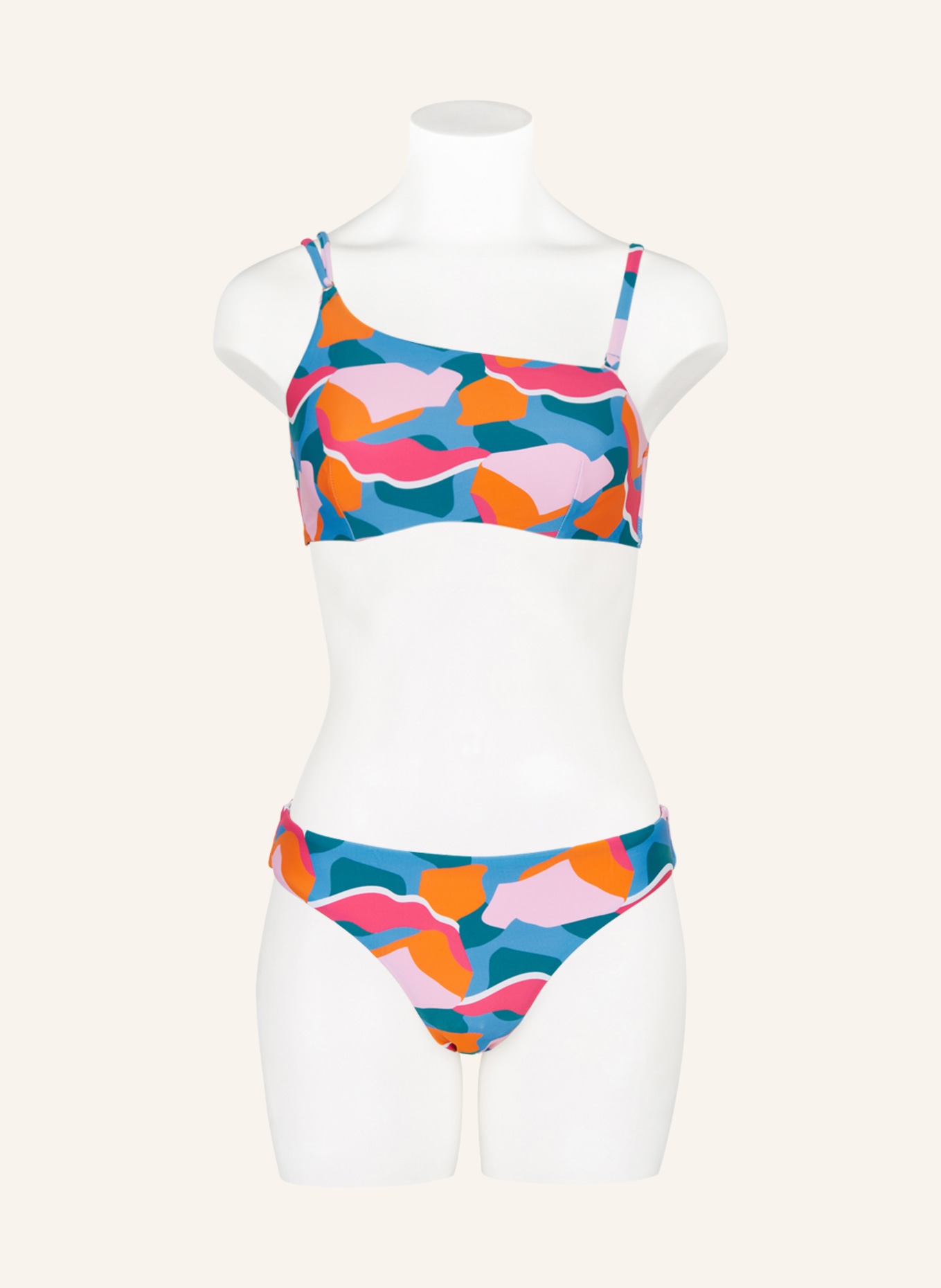 Hot Stuff One-shoulder bikini top, Color: LIGHT BLUE/ PINK/ ORANGE (Image 4)