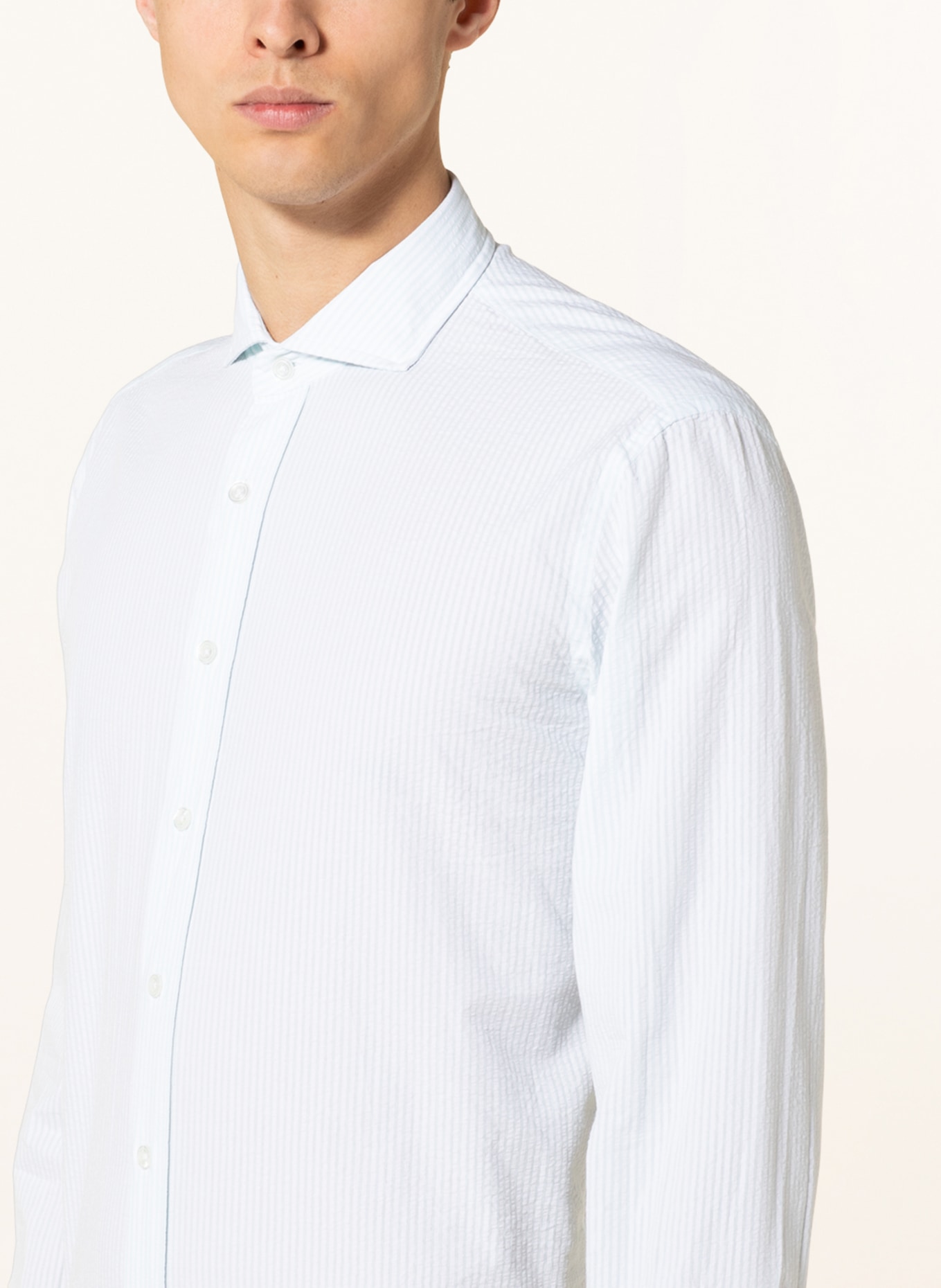 DOPPIAA Shirt AALASSIO extra slim fit, Color: TURQUOISE/ WHITE (Image 4)